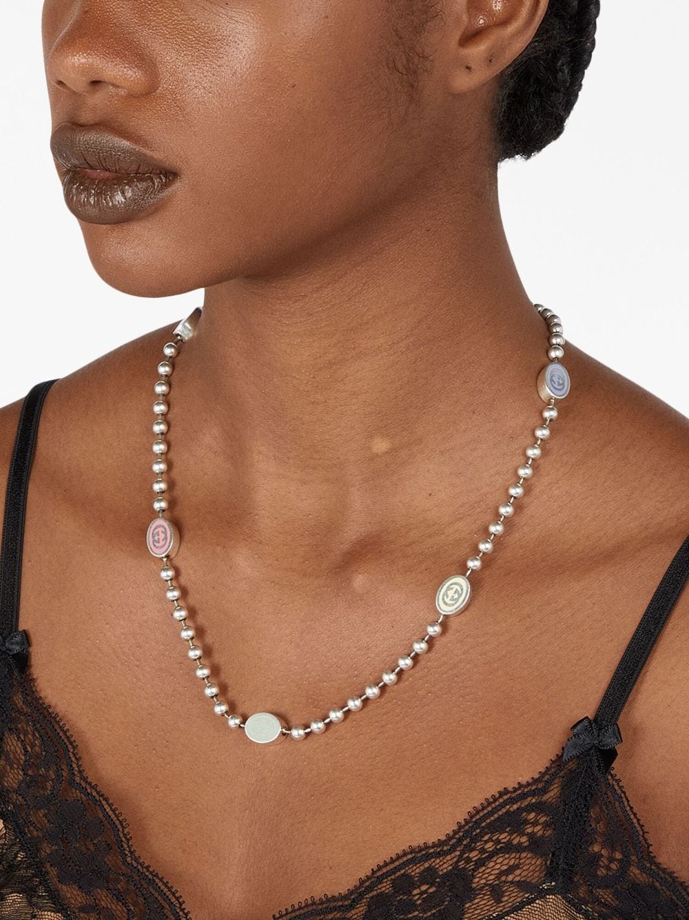 sterling silver Interlocking G necklace - 2