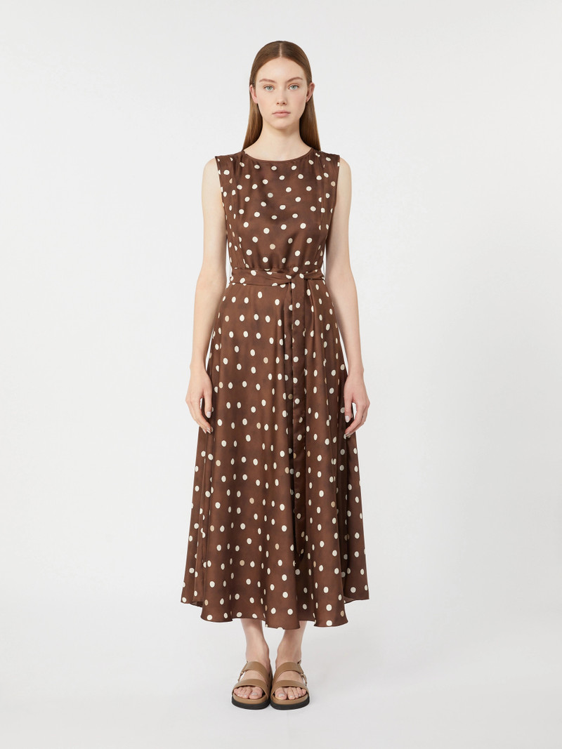 MARTINA Patterned twill dress - BROWN 3