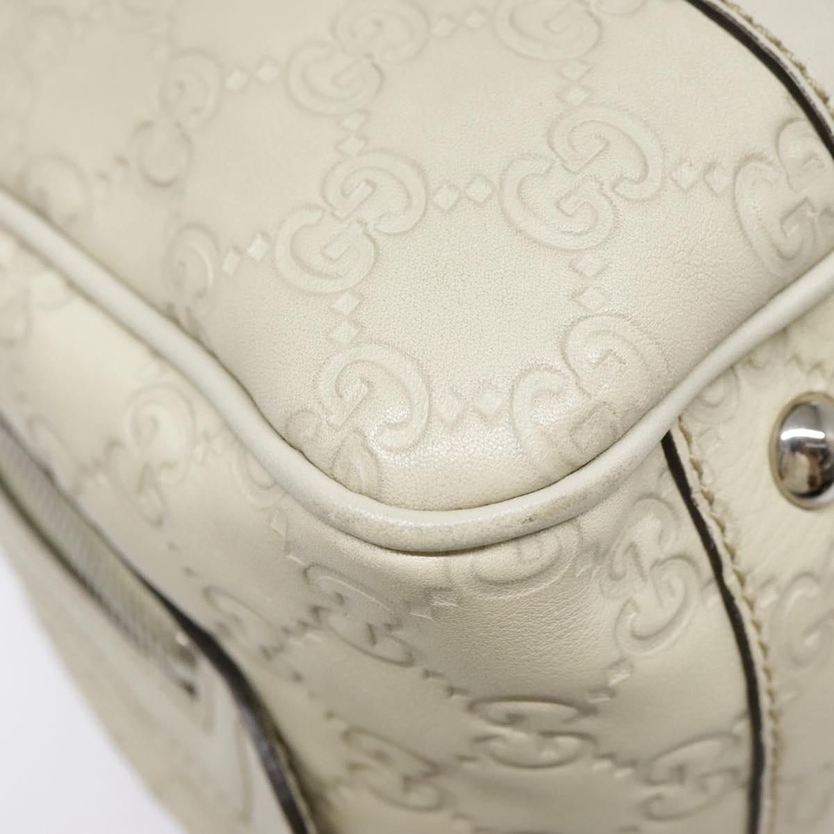 GUCCI Guccissima GG Twins Hand Bag Leather White - 12