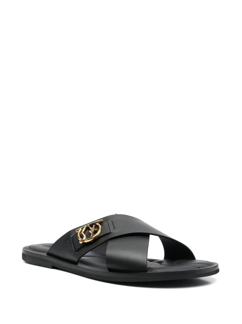 FERRAGAMO logo-plaque leather sandals outlook