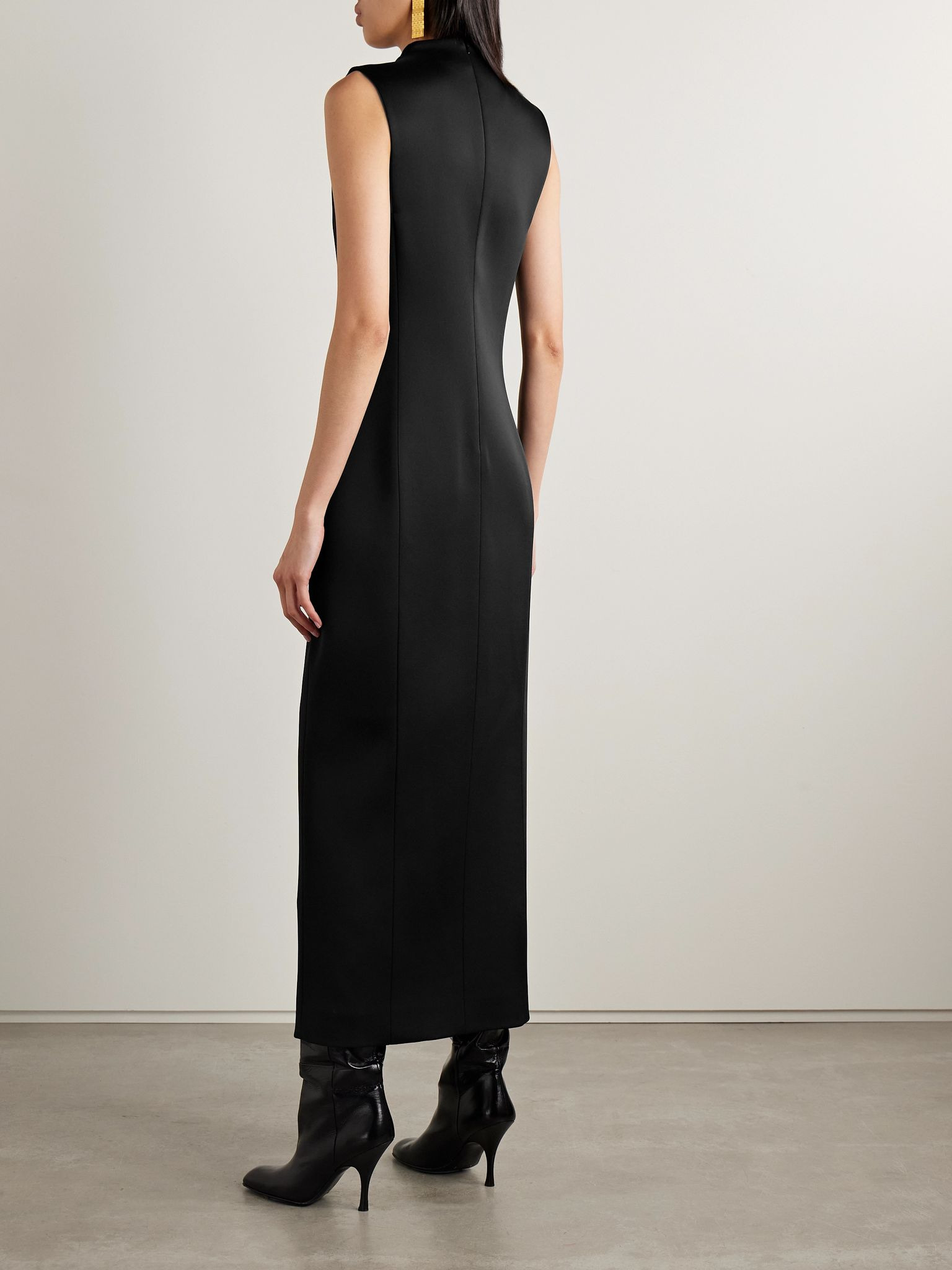 Lowen satin-crepe midi dress Black - 3