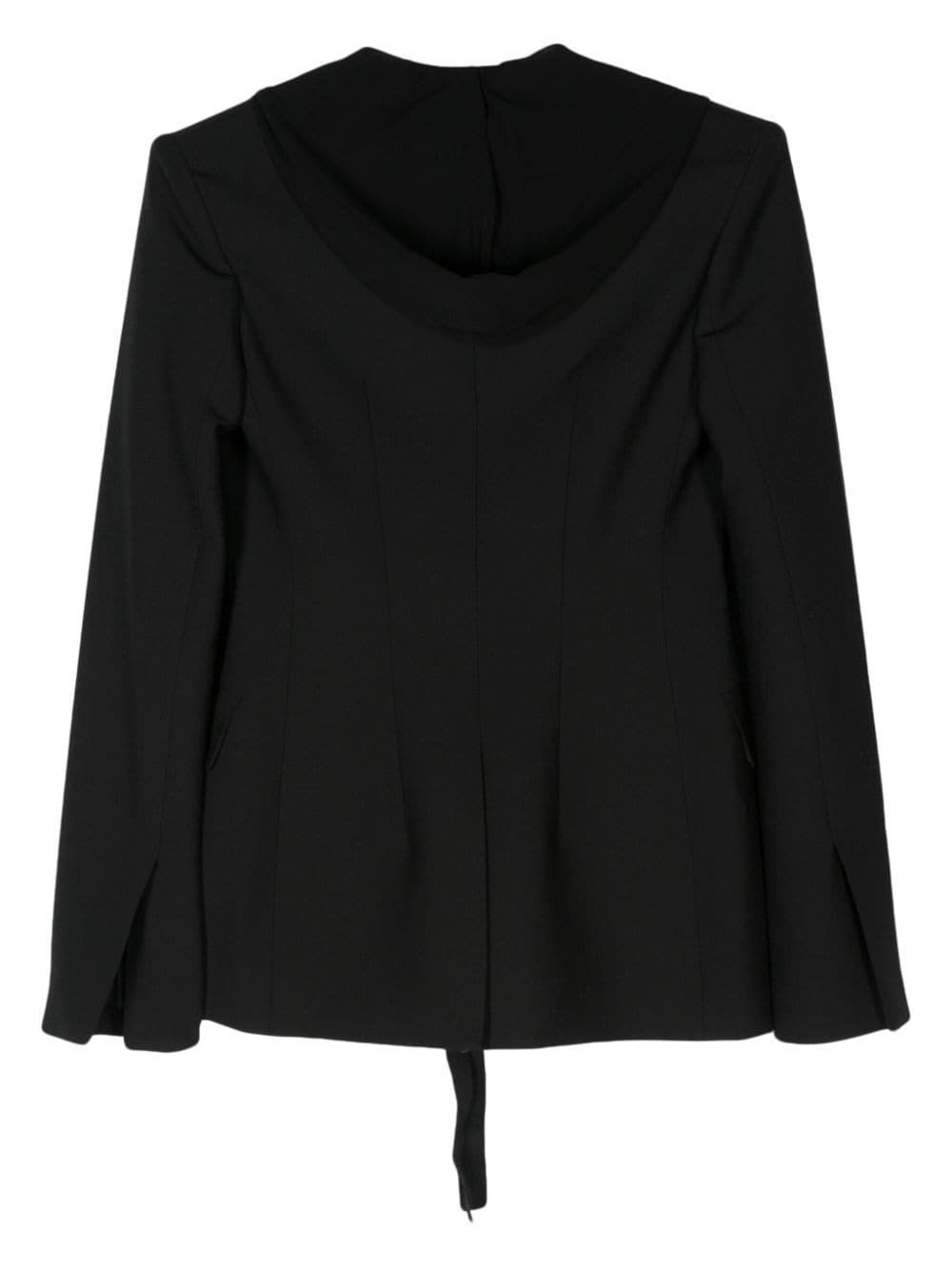 tie-fastening hooded blazer - 2