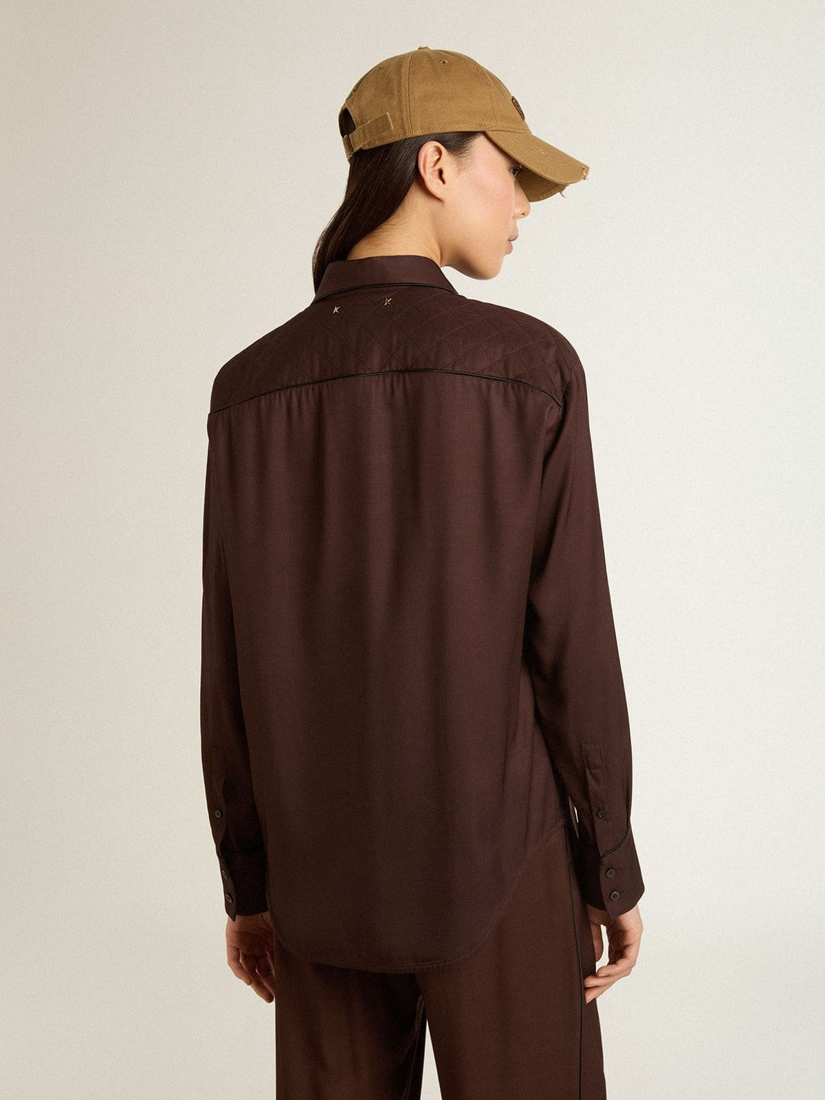 Women’s brown shirt with quilted details - 4