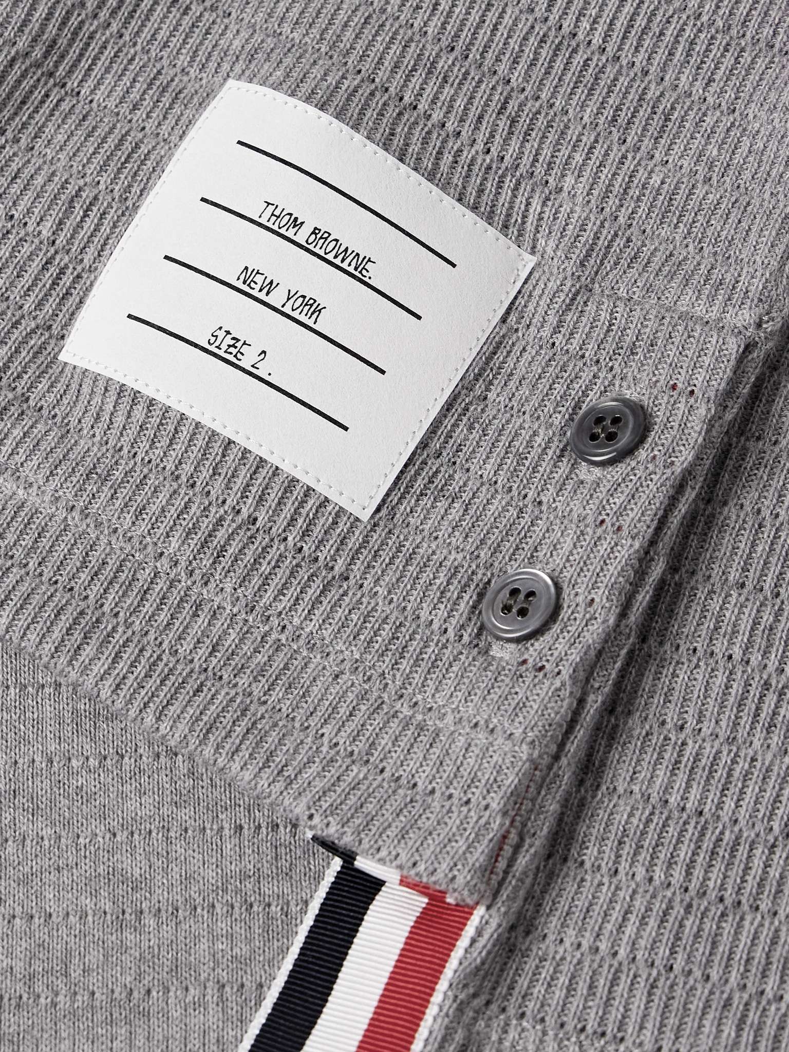 Logo-Appliquéd Striped Pointelle-Knit Cotton T-Shirt - 4