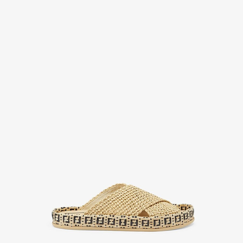 Beige raffia flats 1