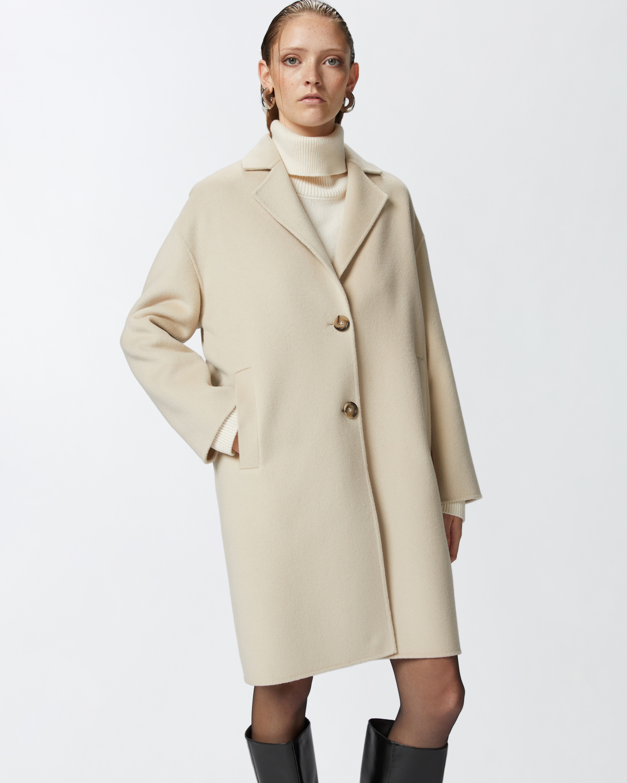 CLASSIC SINGLE-BREASTED CLOTH COAT - 3
