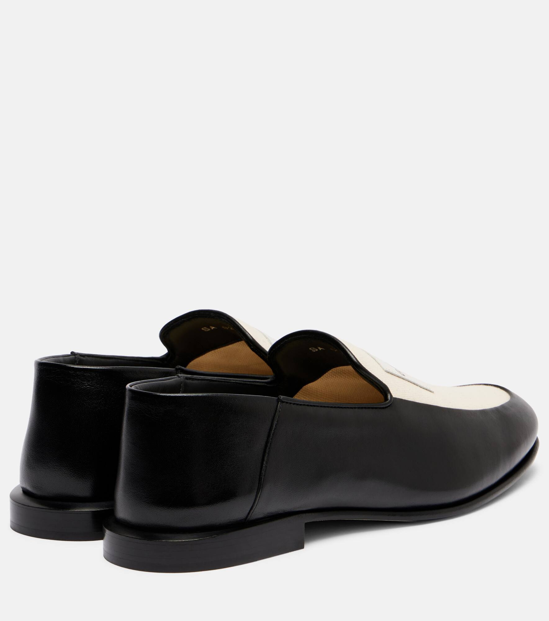 Label leather and canvas loafers - 2