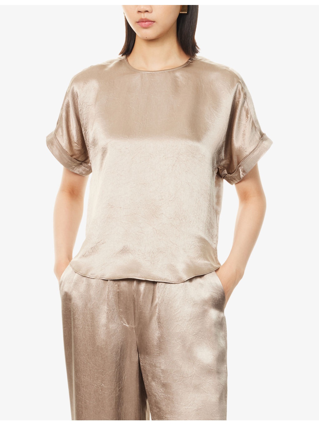 Addison Short-Sleeve Satin Top - 3