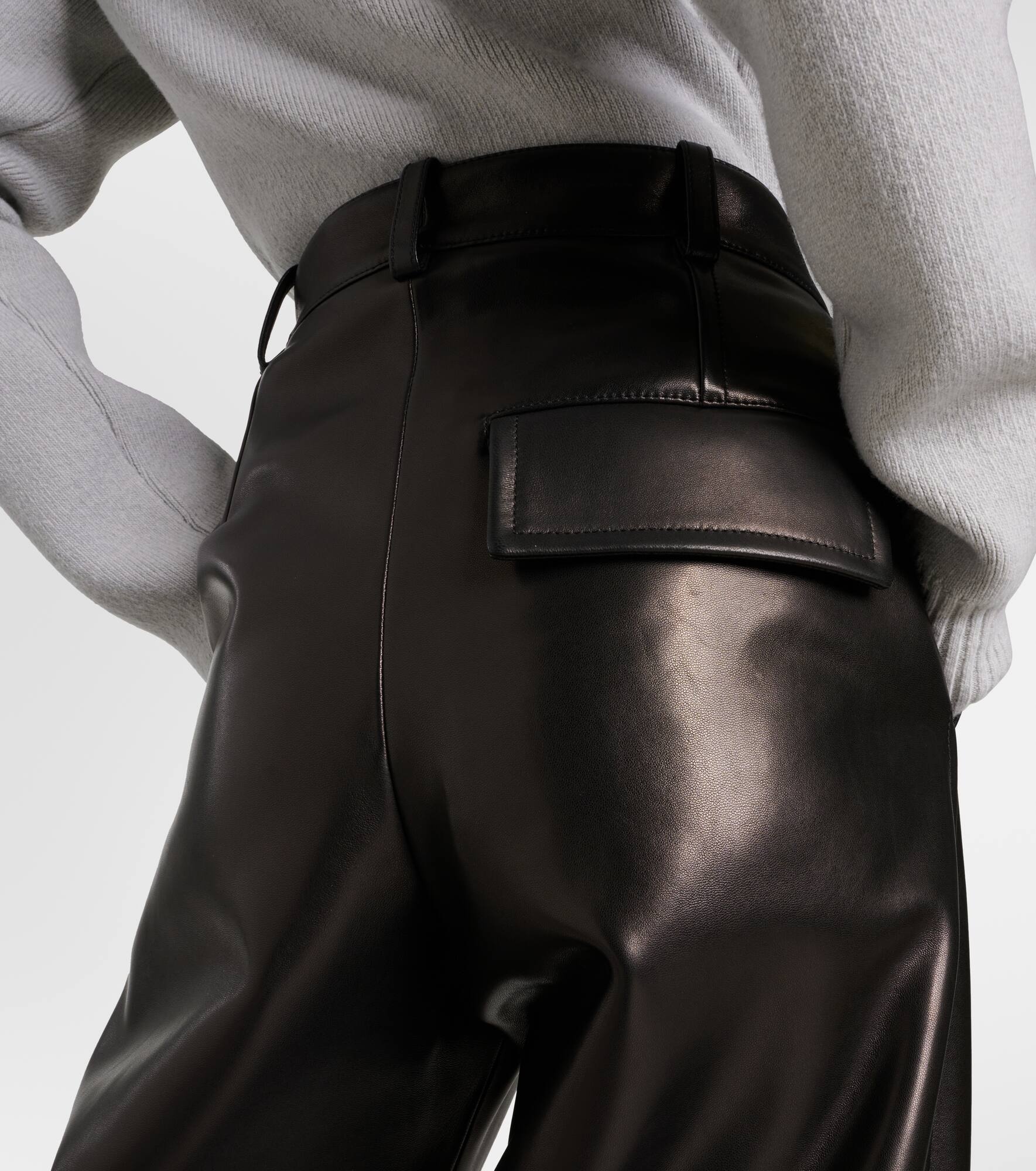 High-rise leather wide-leg pants - 6