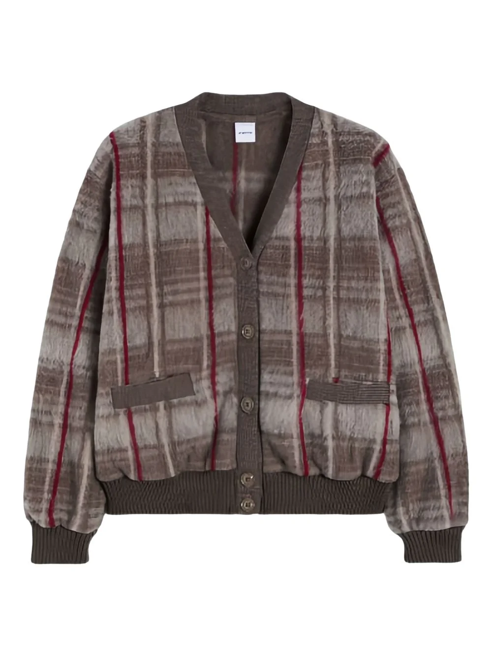 checked wool cardigan - 1
