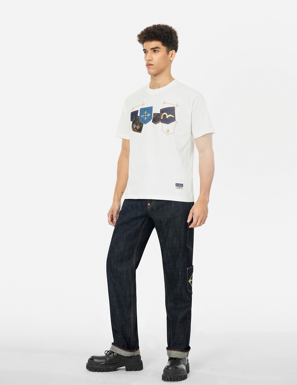 Multi-Pocket with Brocade Patch Regular Fit Jeans #2000 - 3