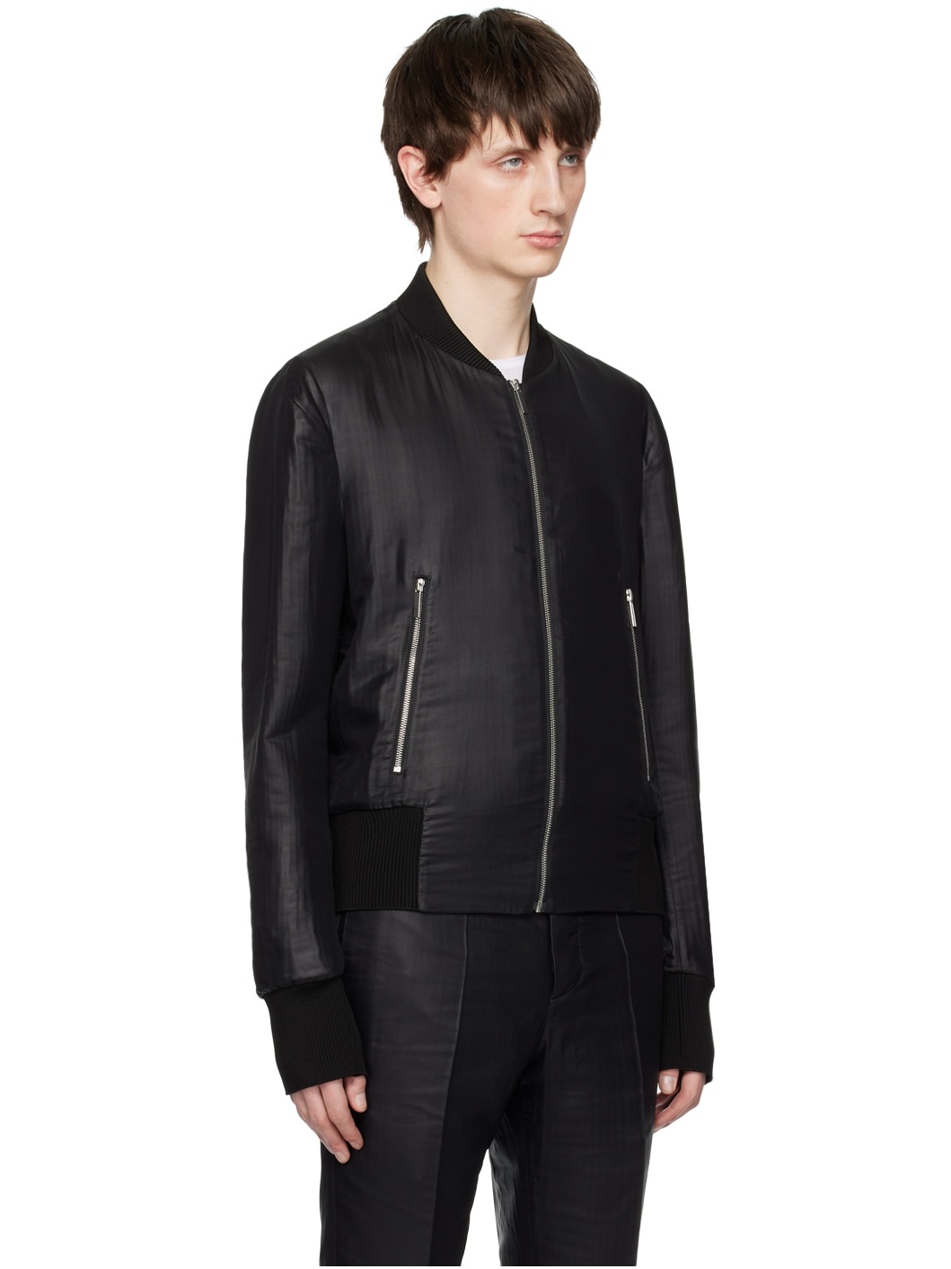 Black Double Bomber Jacket - 2
