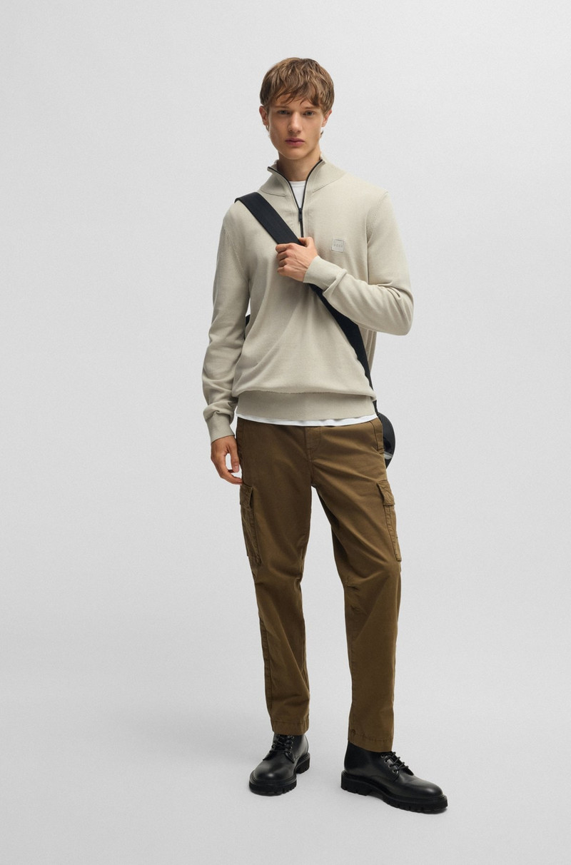 BOSS LOGO-PATCH ZIP-NECK SWEATER IN COTTON AND CASHMERE outlook