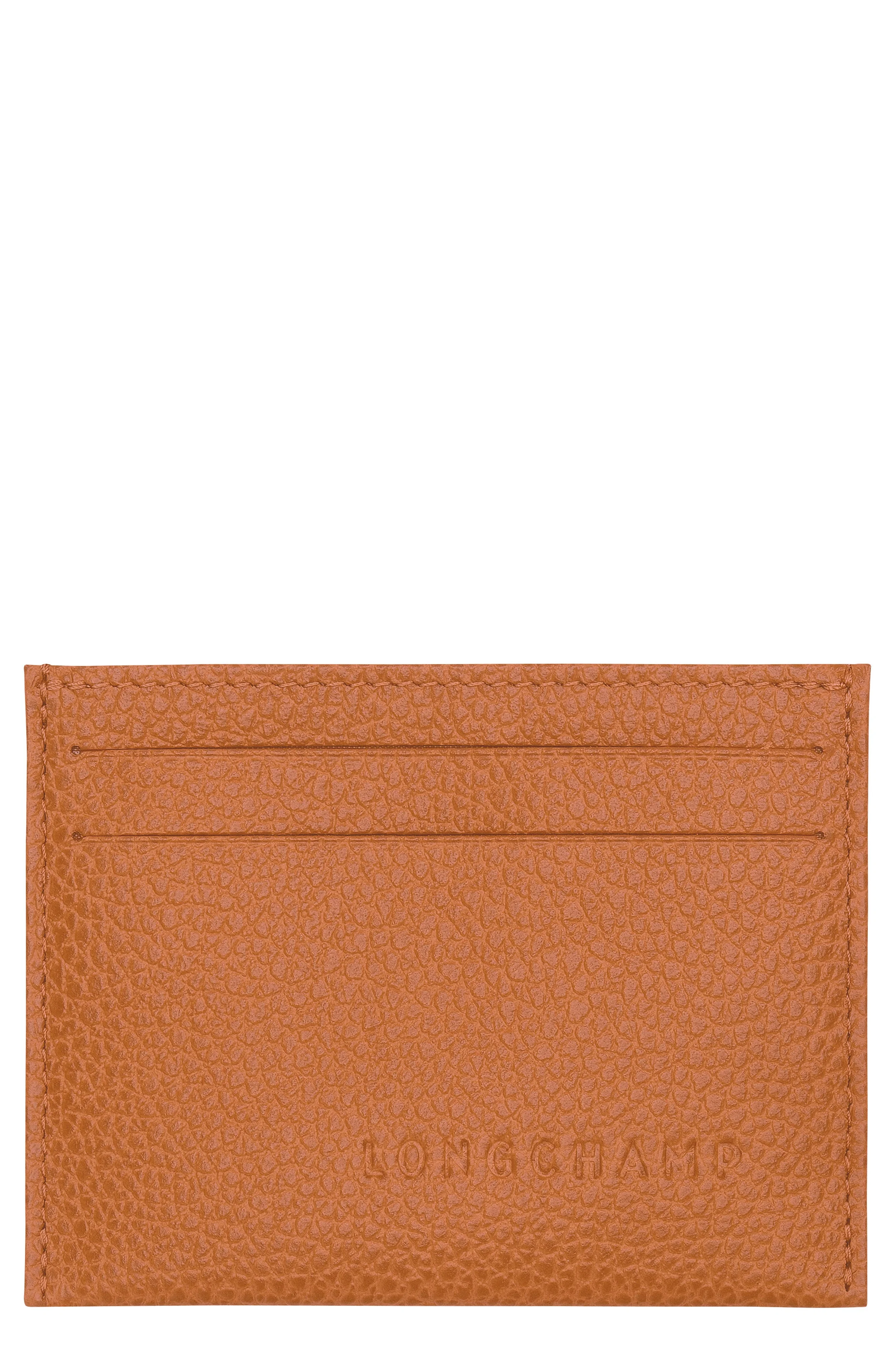 Longchamp Le Foulonné Leather Card Case in Amber at Nordstrom - 1