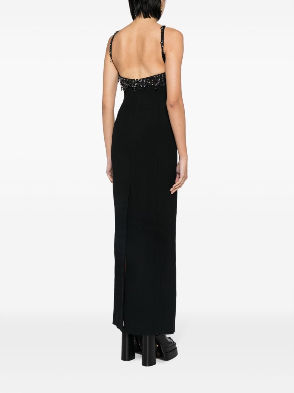 crystal-embellished satin maxi dress - 4