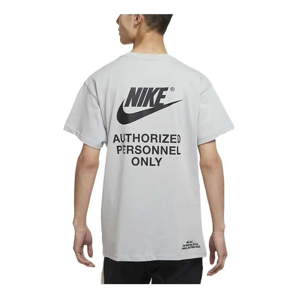 Nike Printing Alphabet Logo Round Neck Cotton Short Sleeve Gray DM6428-077 - 1