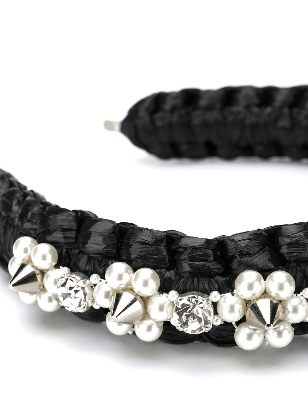 pearl-embellished braided headband - 3