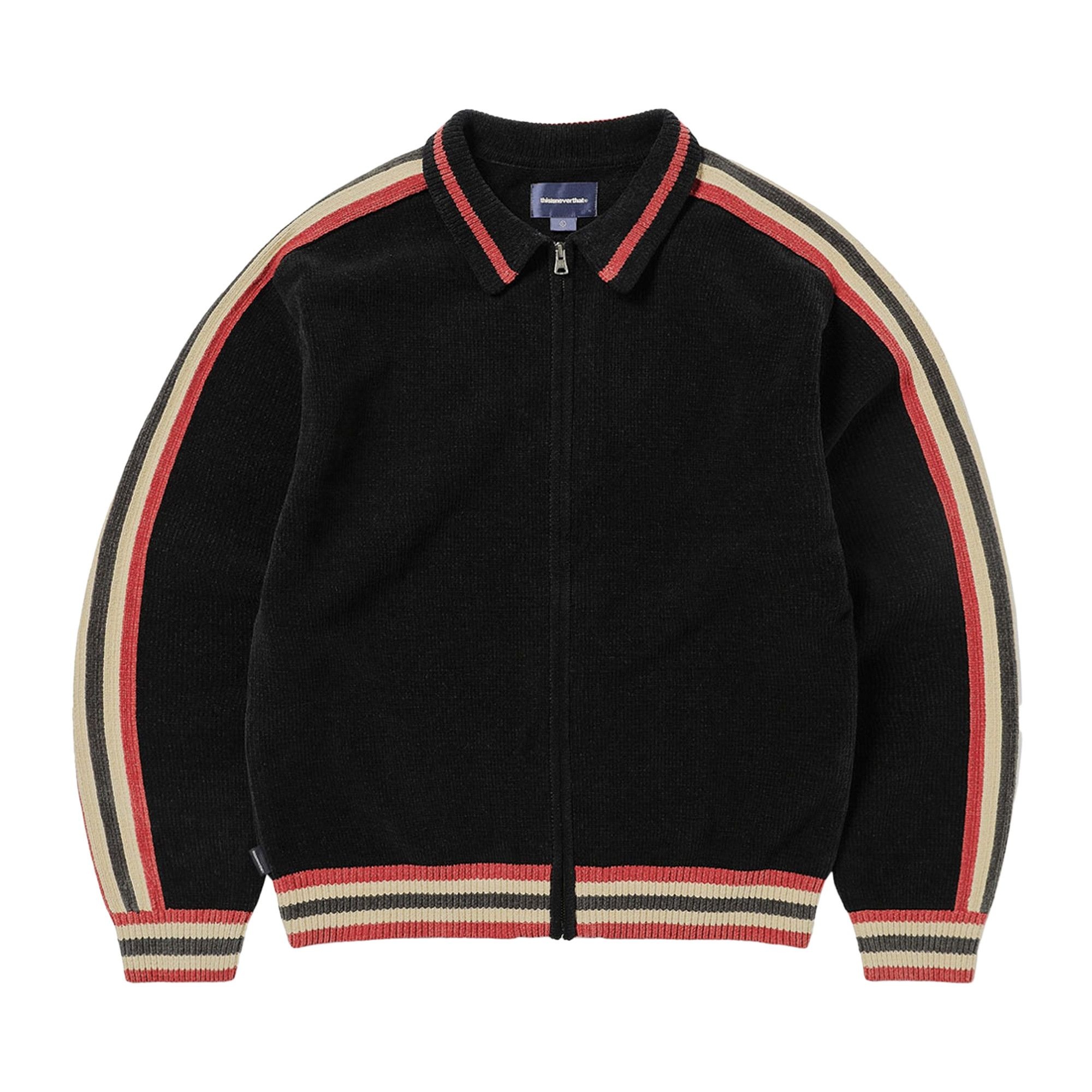 thisisneverthat Striped Zip Cardigan 'Black' - 1