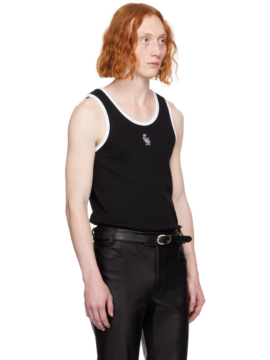 Black Embroidered Tank Top - 2