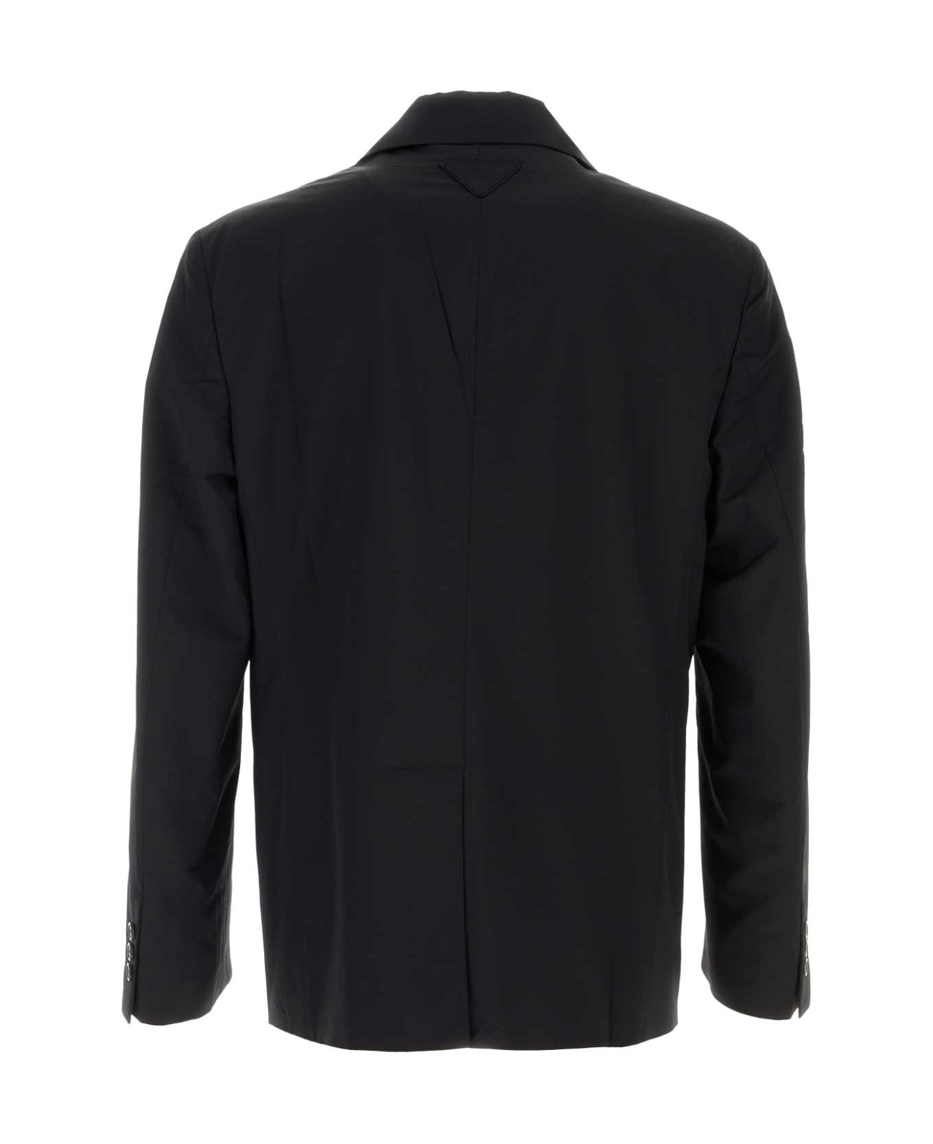 Black Wool Blend Blazer - 2