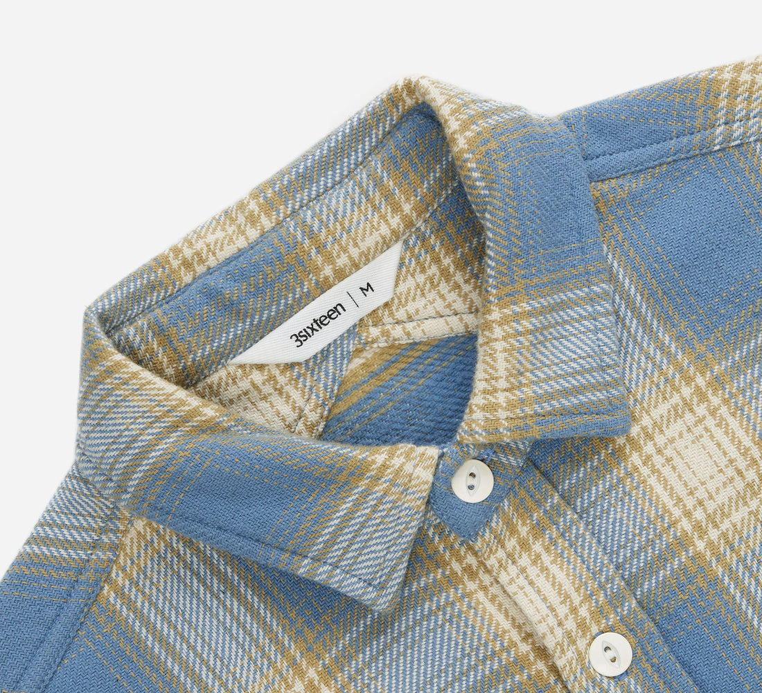 Crosscut Flannel - Powder Blue Plaid - 3