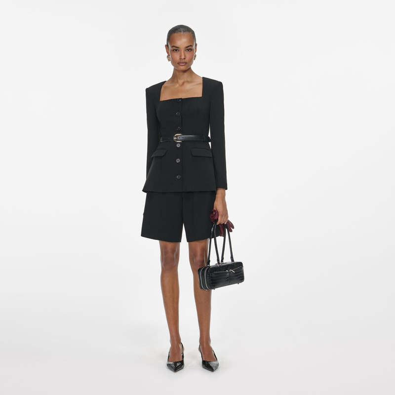 Black Tailored Crepe Playsuit 1