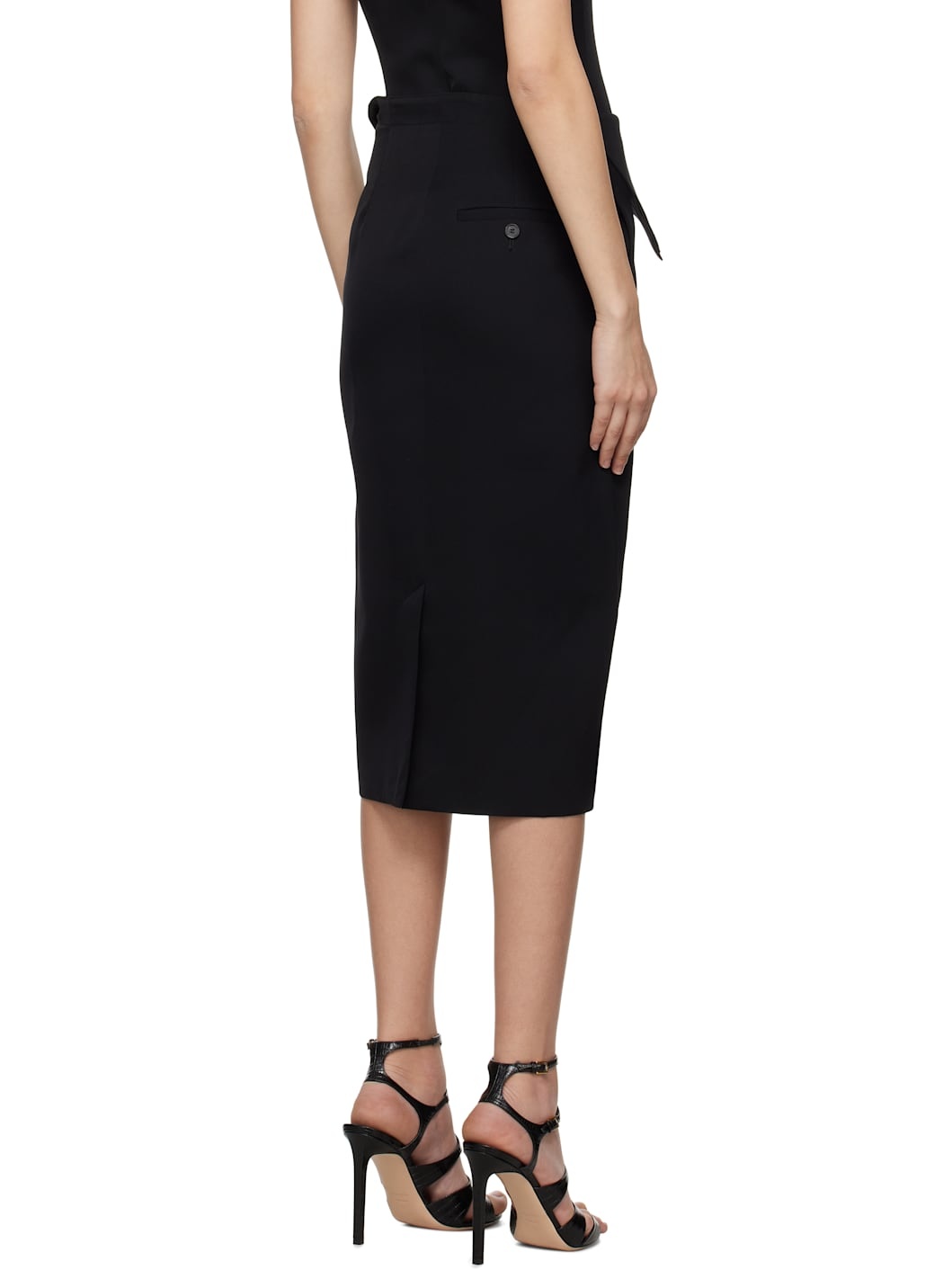 Black Split Hem Midi Skirt - 3