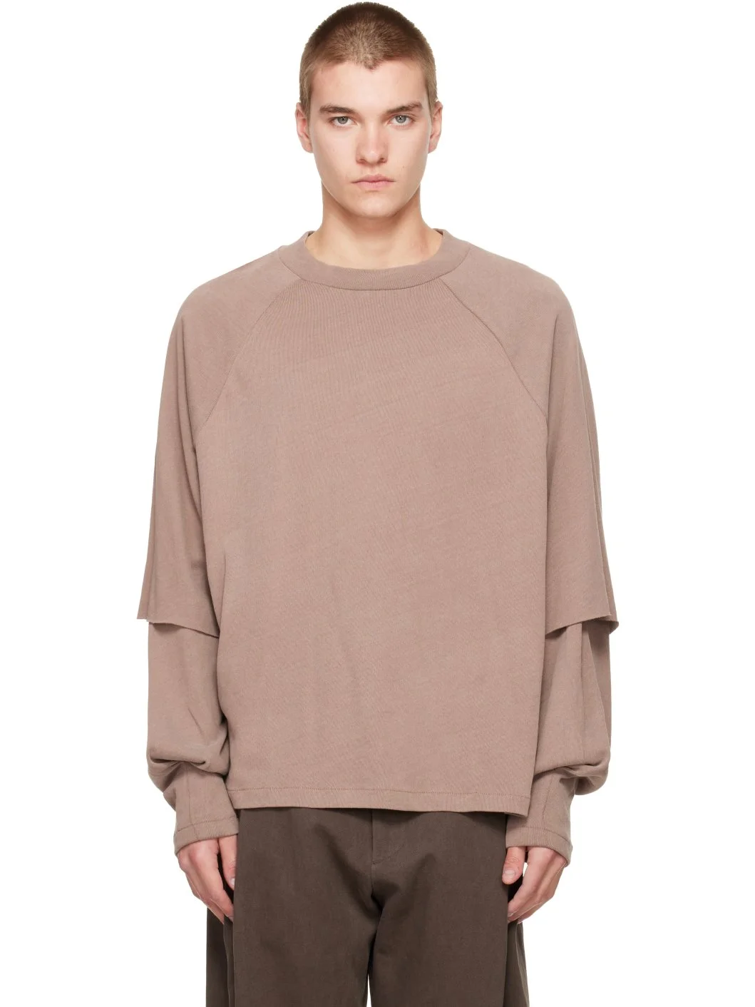 Brown Raglan Layered Longsleeve T-shirt - 1