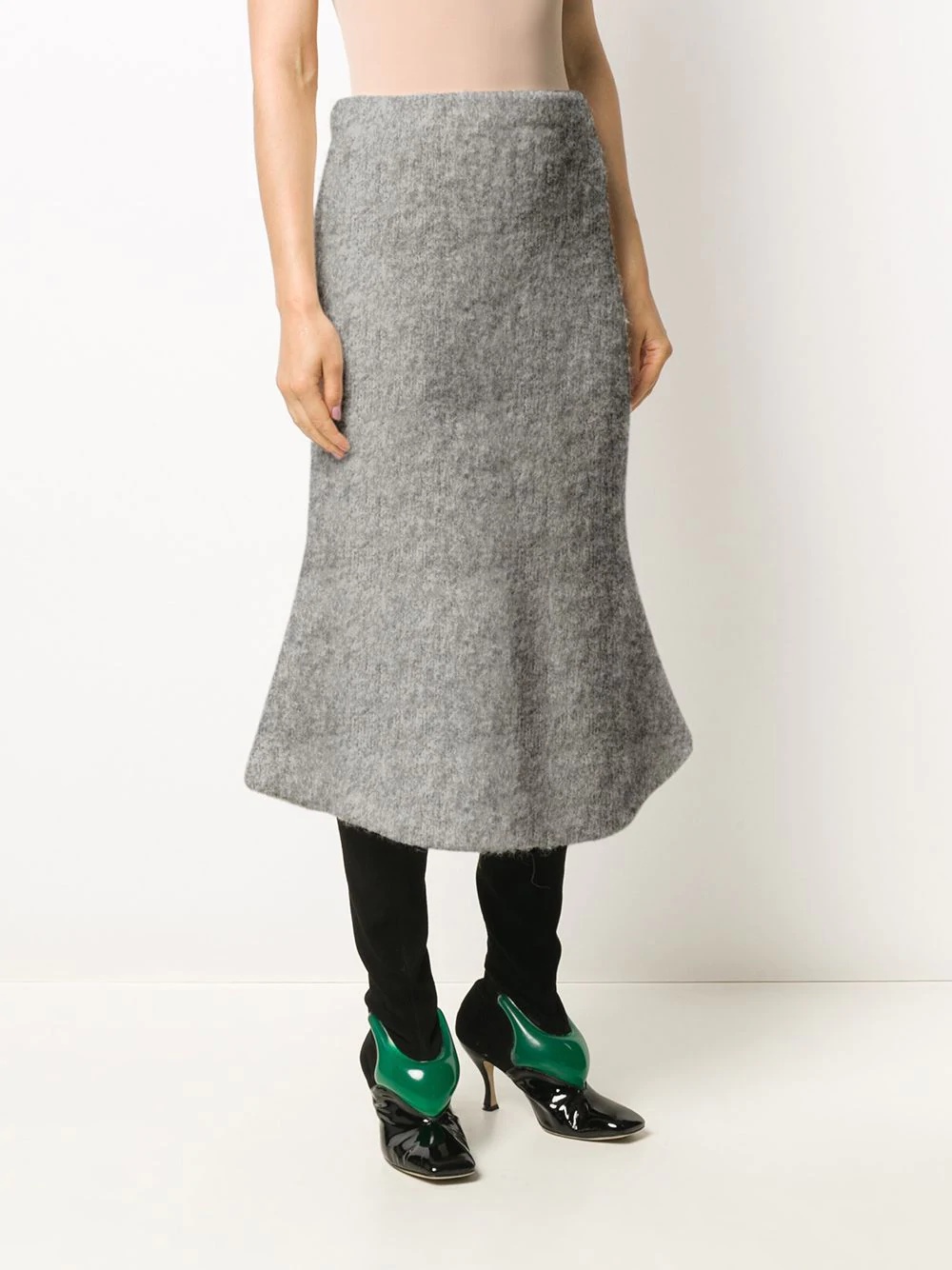 knitted brushed bouclé bell skirt - 3