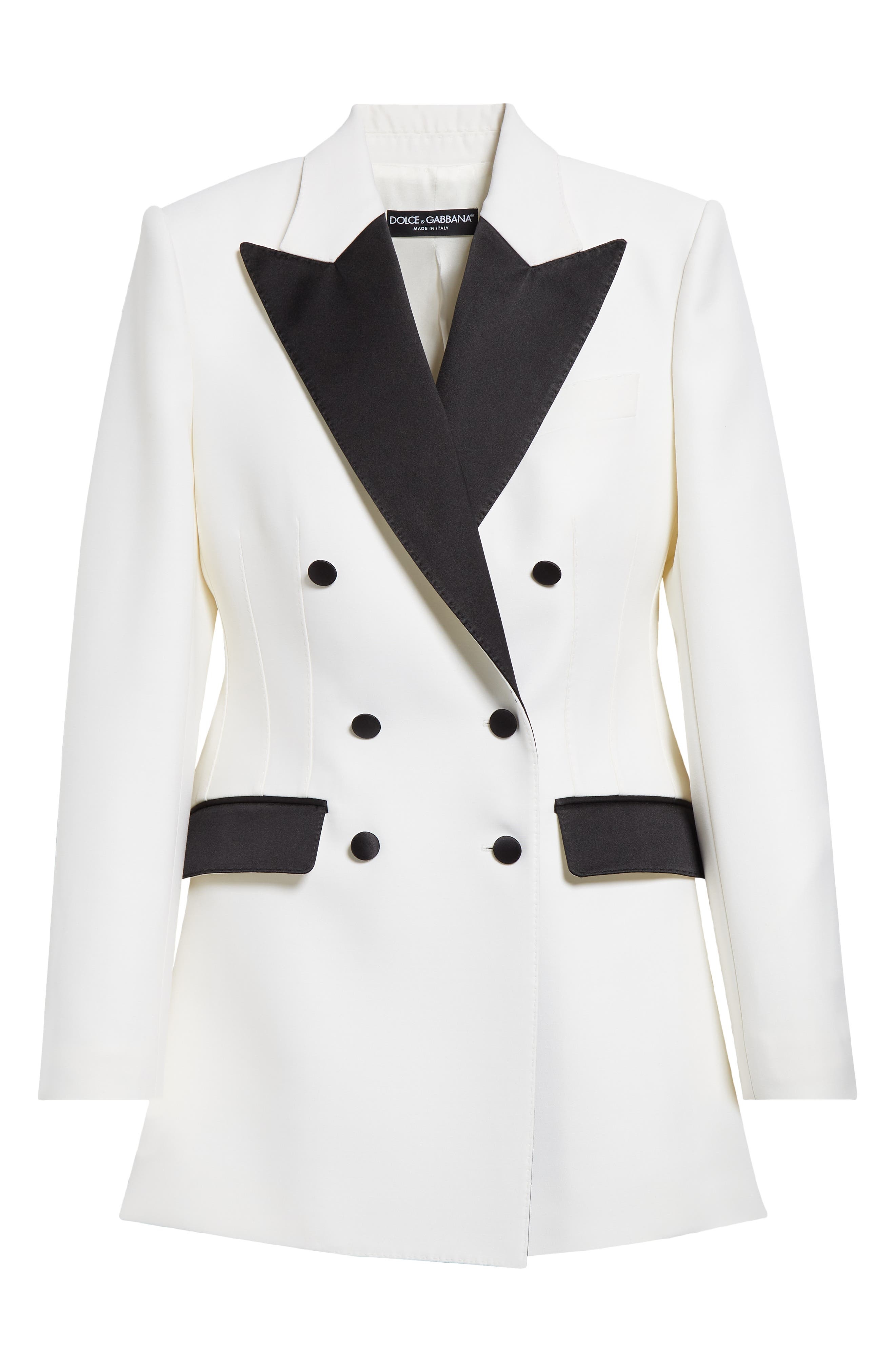 Contrast Detail Double Breasted Wool Blend Blazer - 7