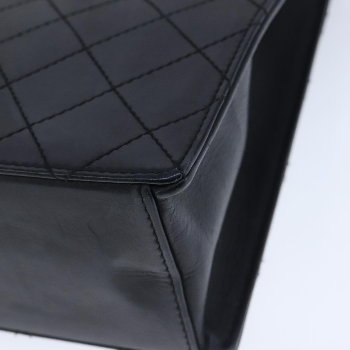 CHANEL Hand Bag Lamb Skin Black CC - 9