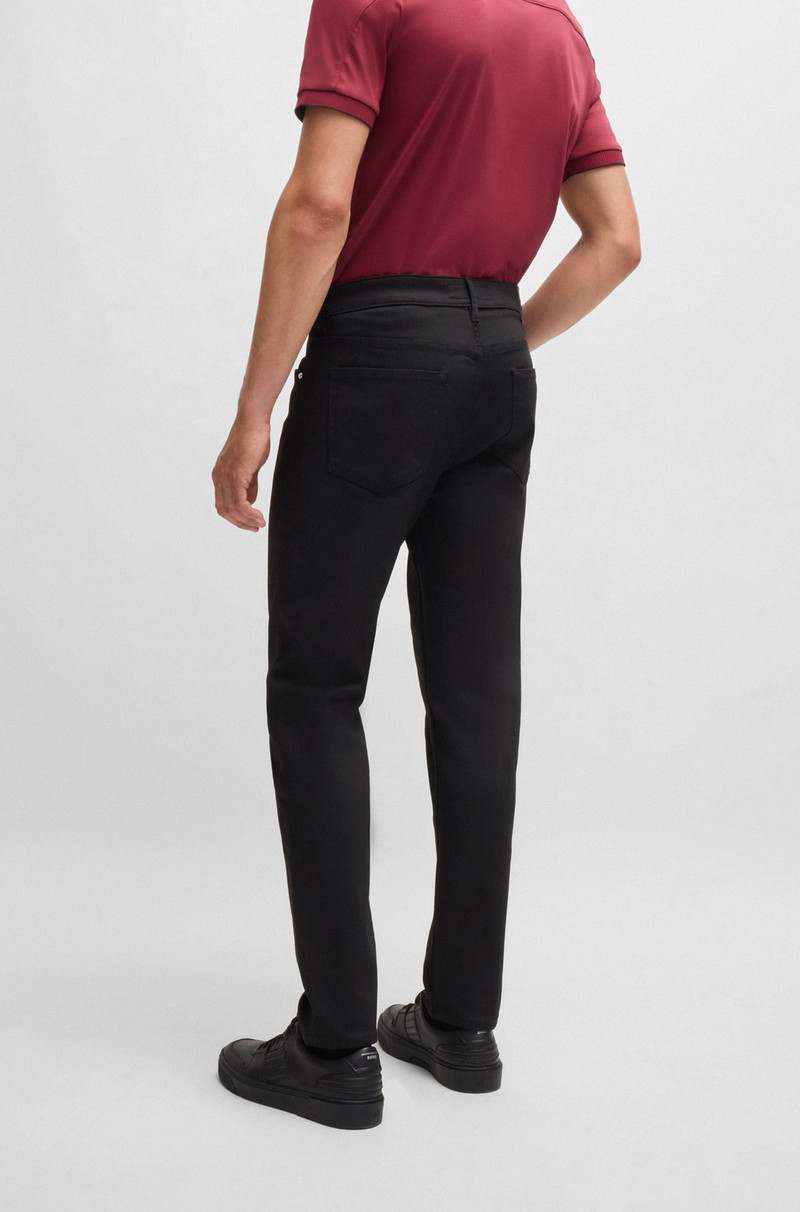 PORSCHE X BOSS TAPERED-FIT JEANS IN BLACK PERFORMANCE DENIM 4