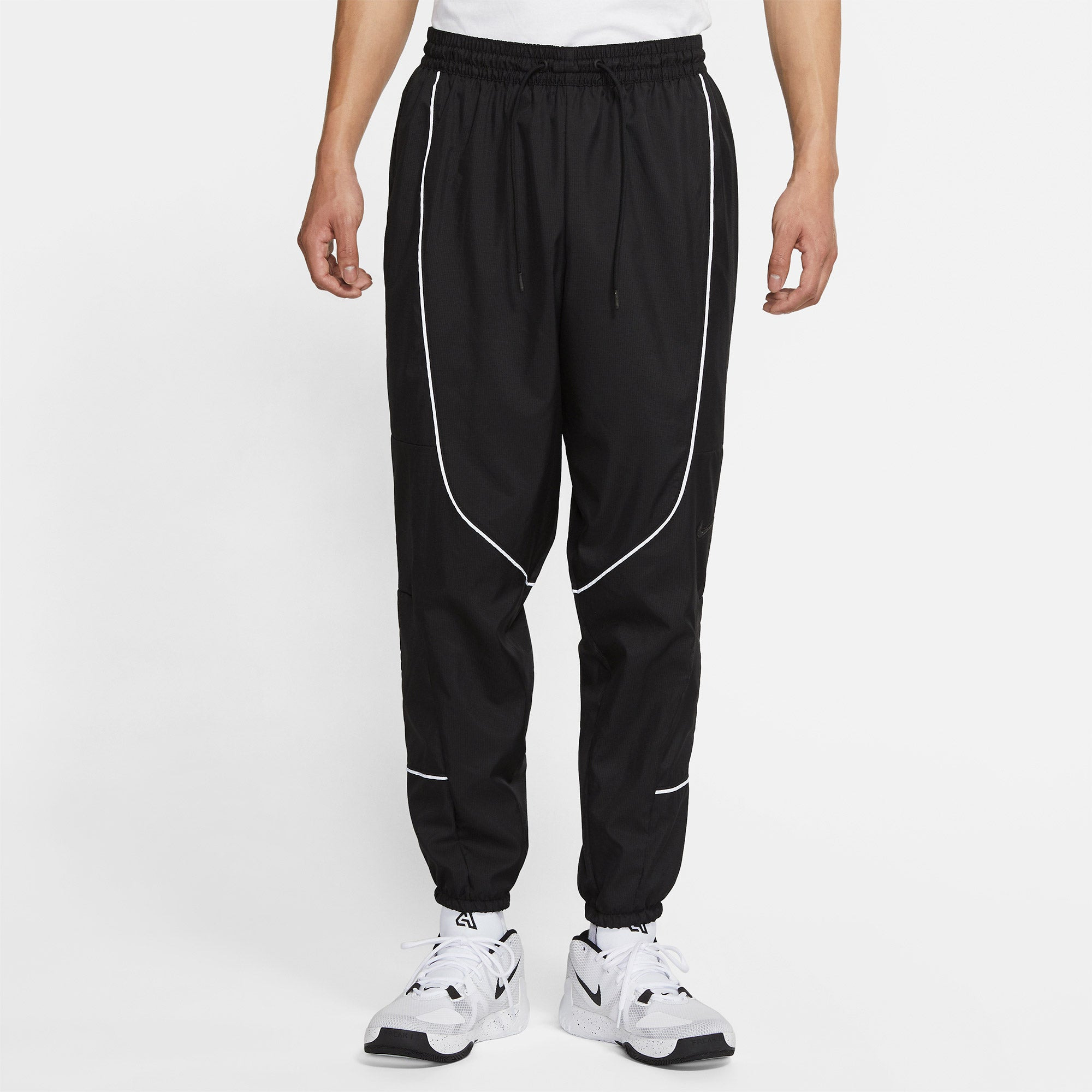 Men's Nike Throwback Casual Basketball Sports Bundle Feet Long Pants/Trousers Autumn Black CV1915-01 - 3