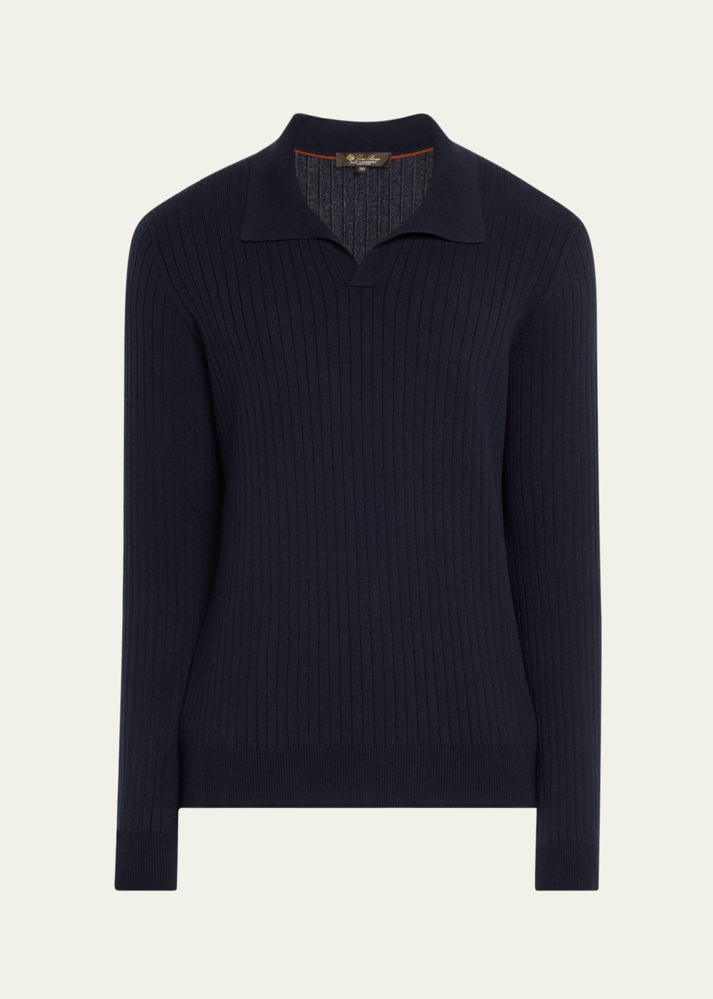 Men's Lexington Baby Cashmere Ribbed Polo Sweater - 1