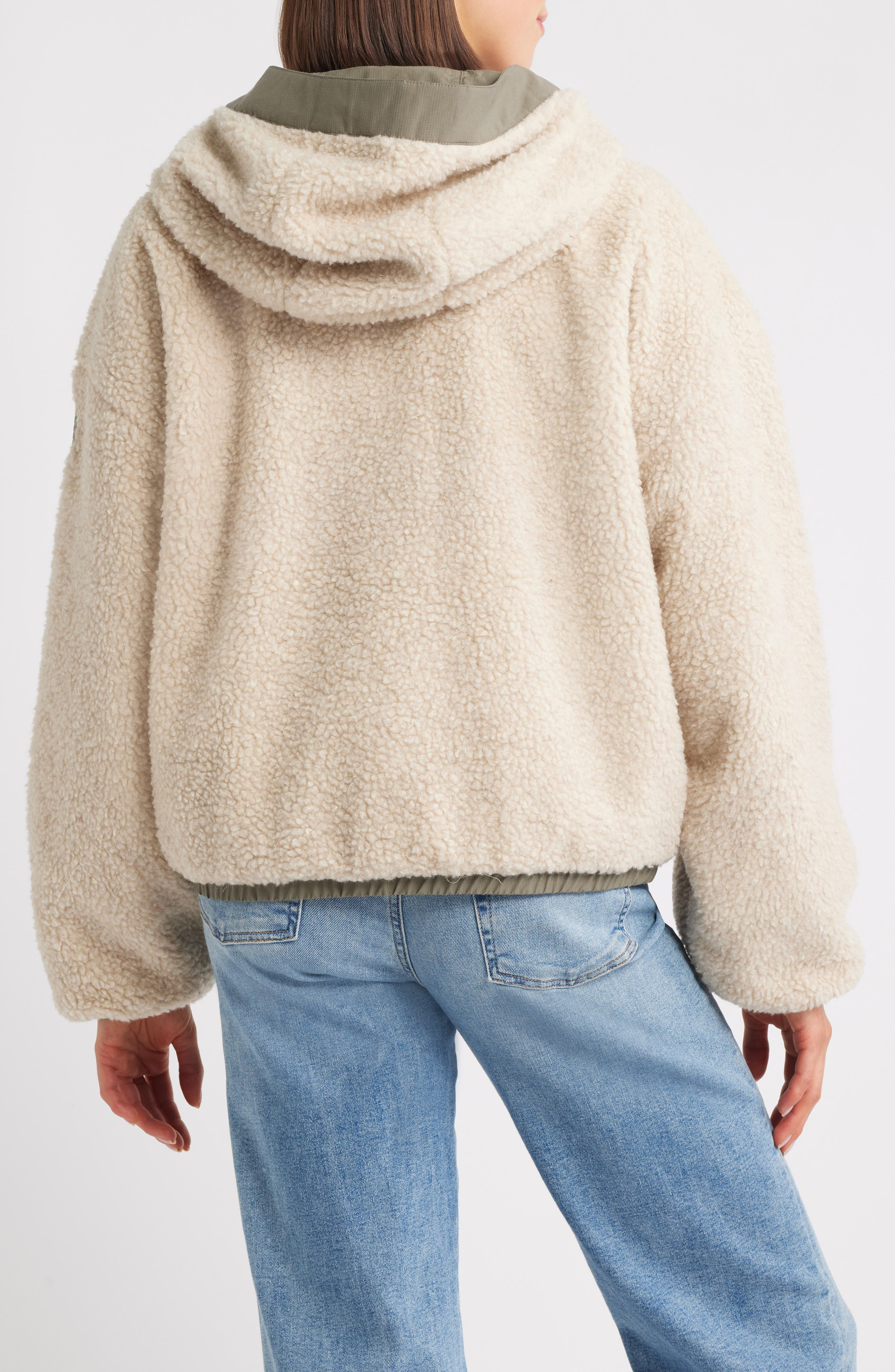Canada Goose Alberini Reversible High Pile Fleece Bomber Jacket in Light Tan/Smokey Sage at Nordstro - 3