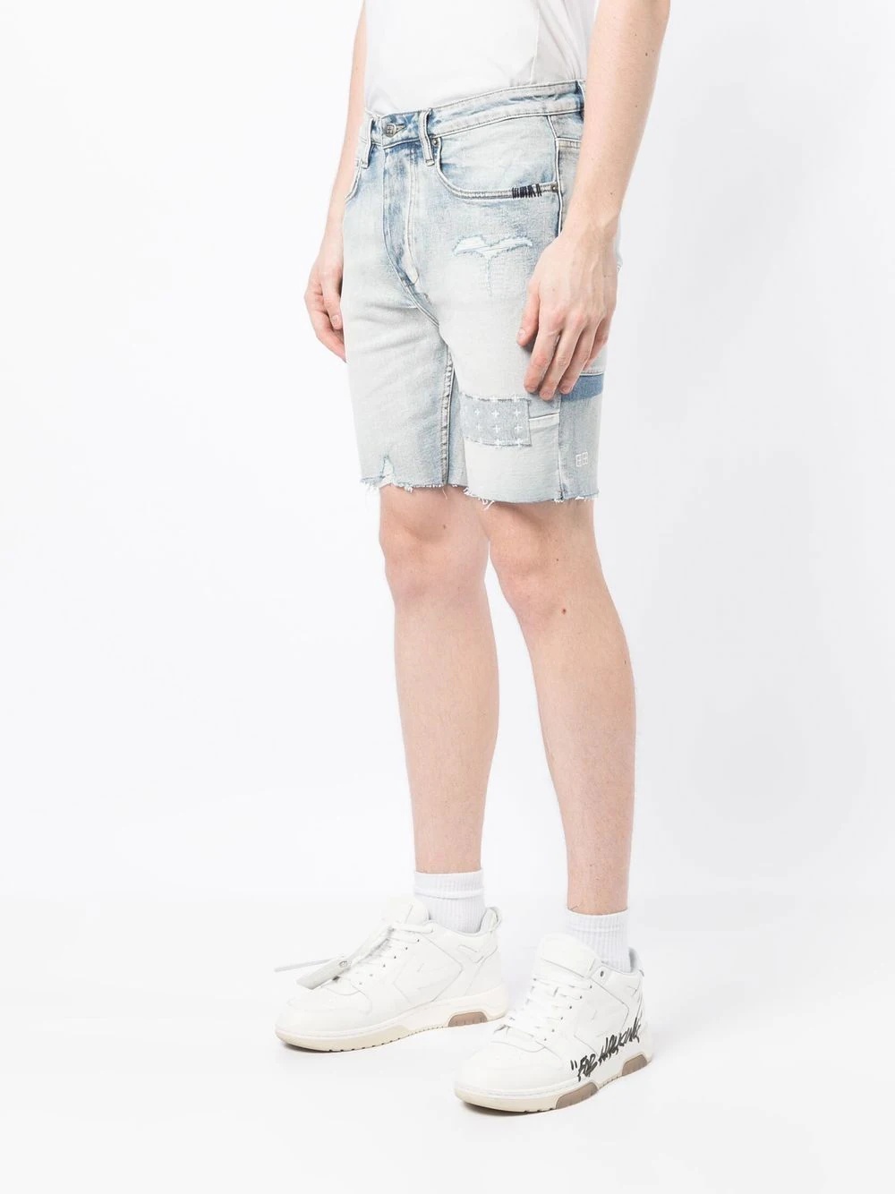 bleached distressed-denim shorts - 3