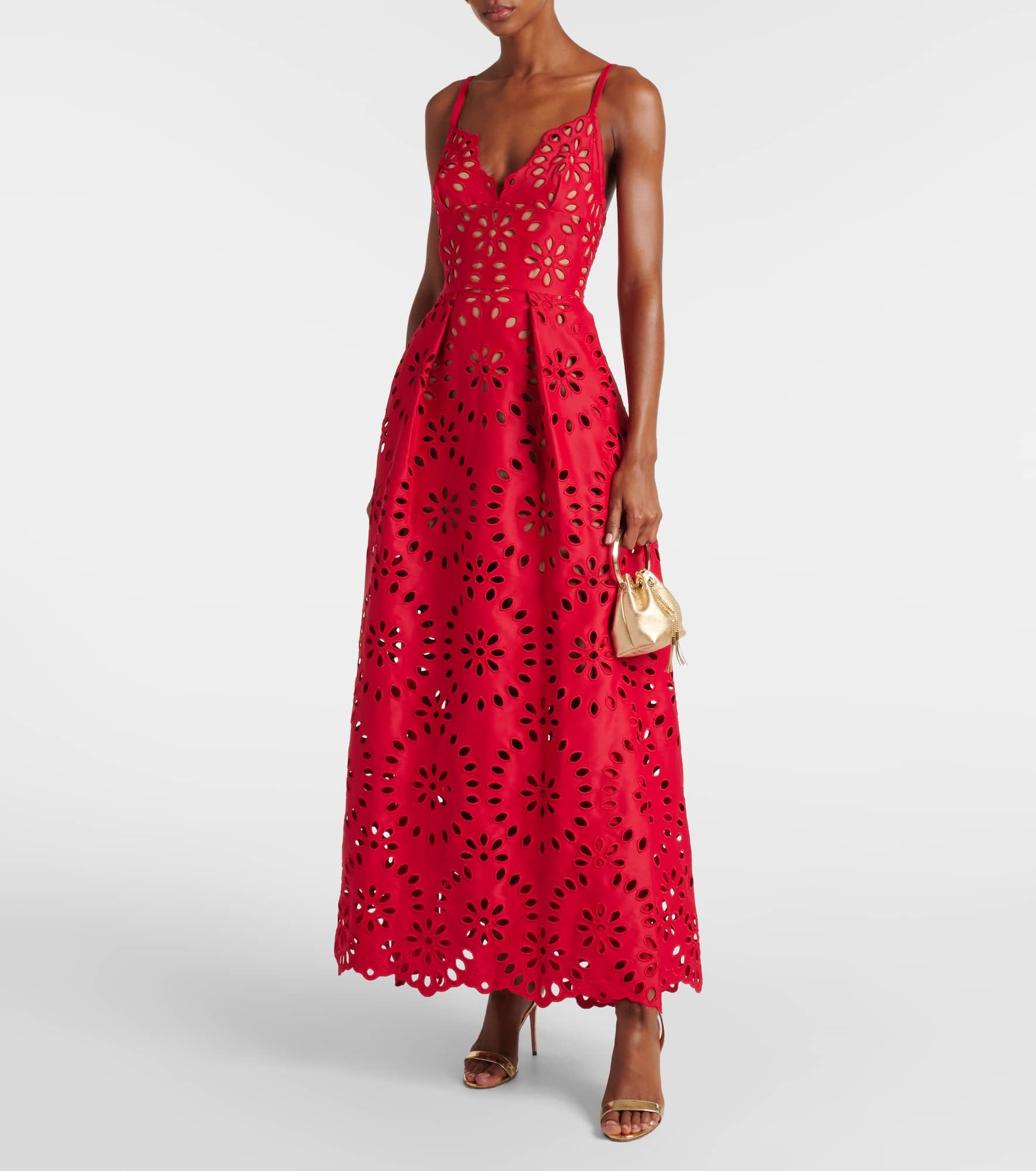 Floral embroidered satin gown - 2