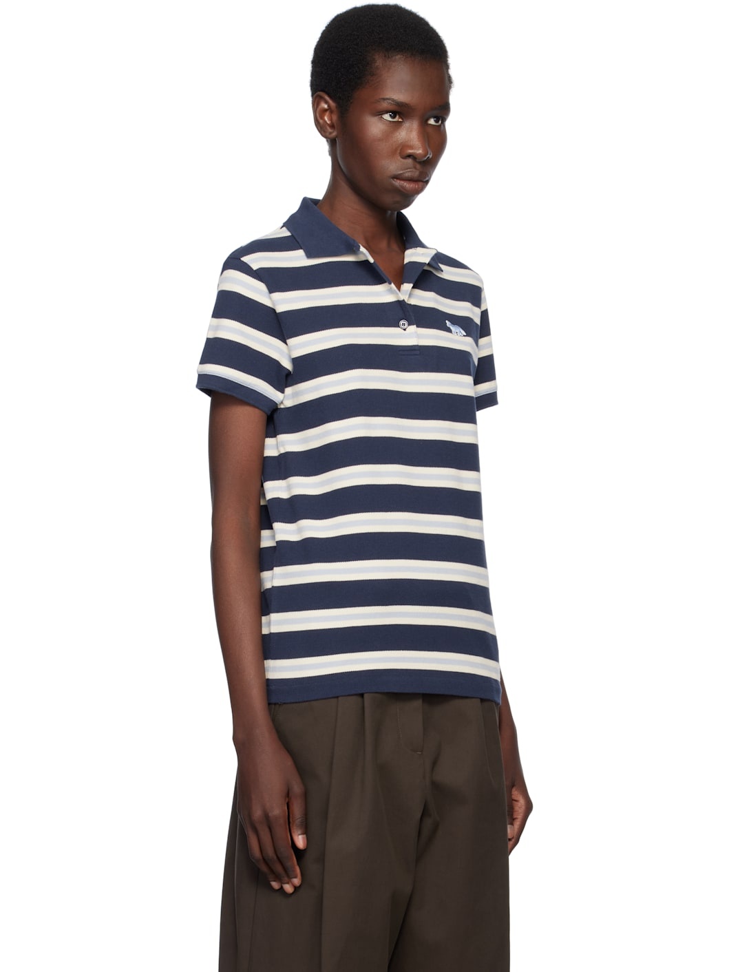 Navy Baby Fox Patch Multi Stripes Polo - 2