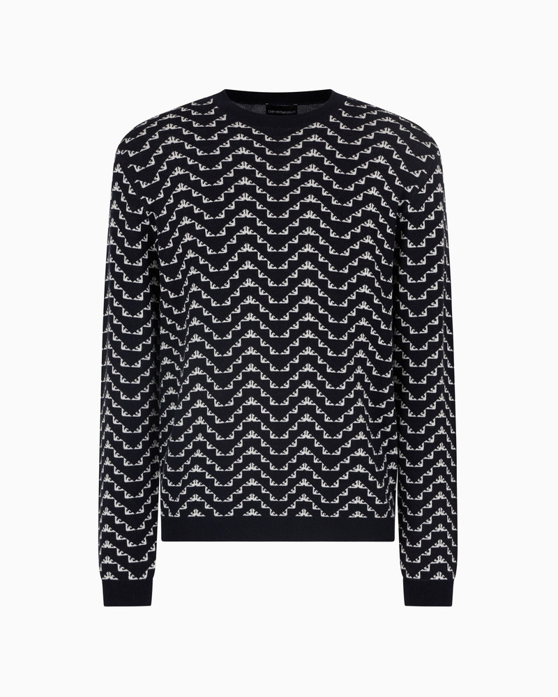 ASV LYOCELL AND VIRGIN WOOL-BLEND JUMPER WITH ALL-OVER JACQUARD EAGLE 1