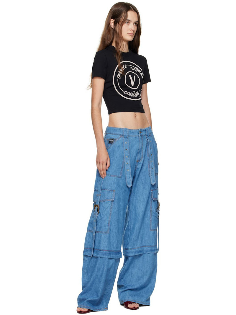 VERSACE JEANS COUTURE Black V-Emblem Slim-Fit T-shirt outlook