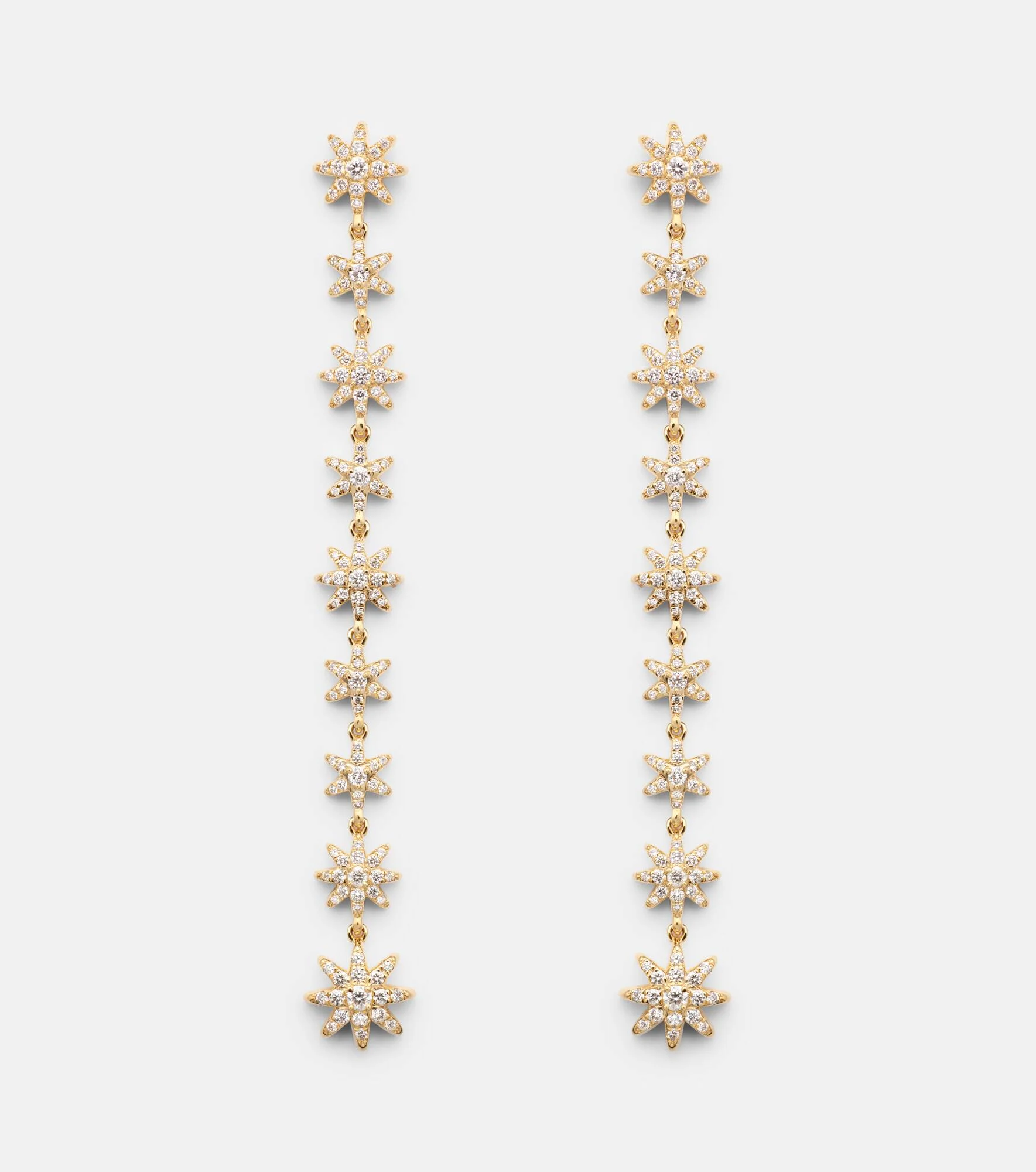 Starburst 18kt gold drop earrings with diamonds - 1