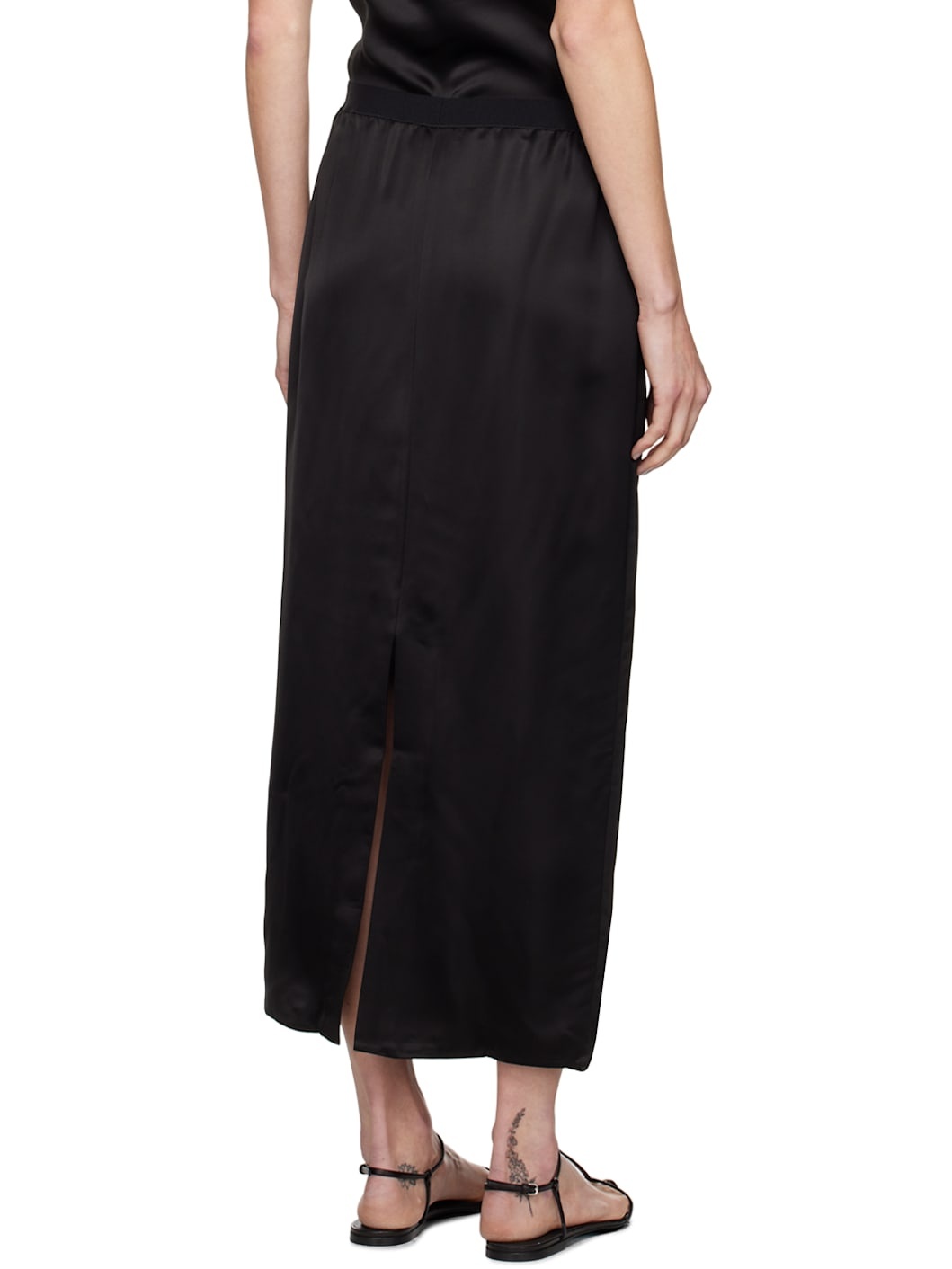 Black Slip Midi Skirt - 3