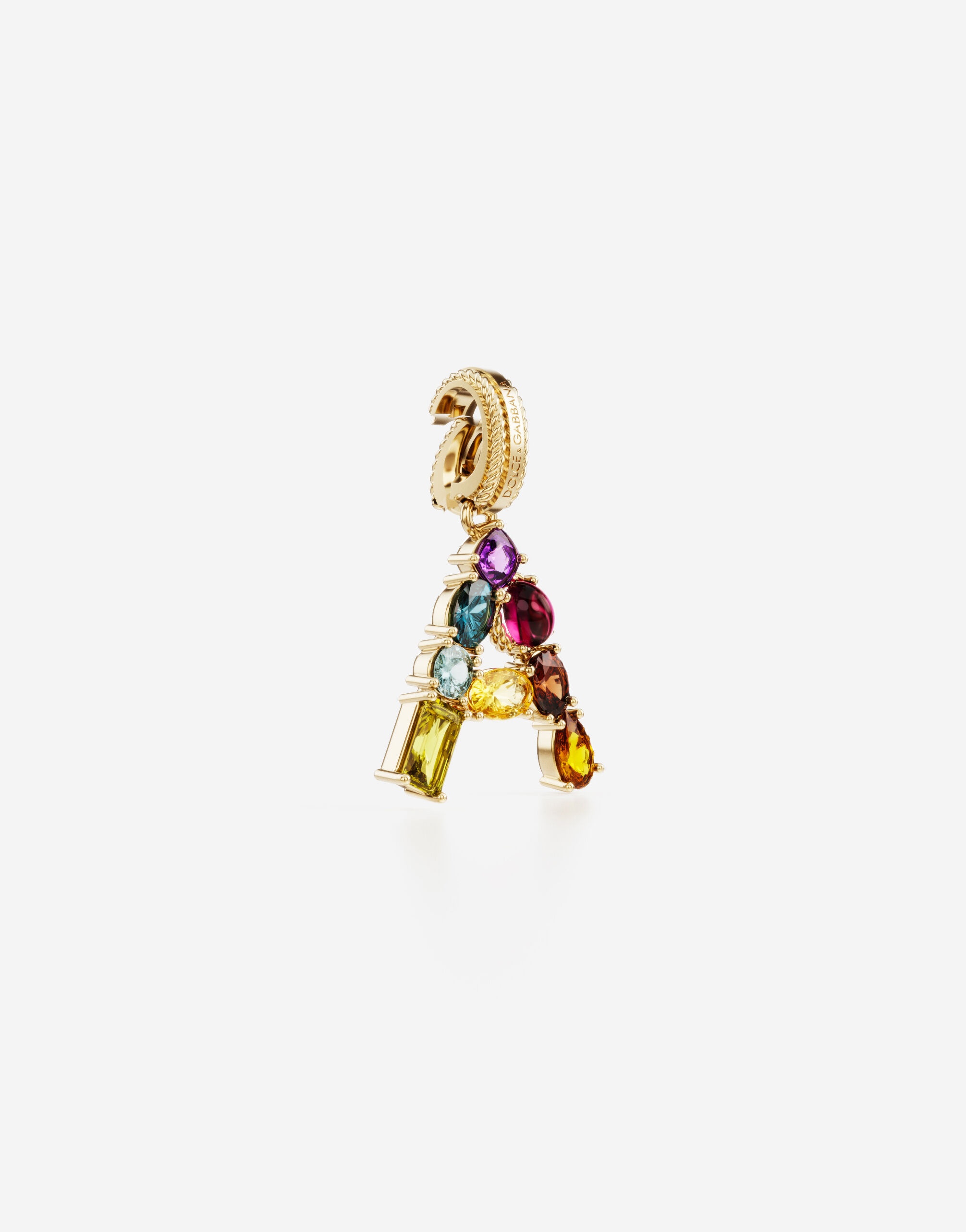 Charm A Lettering 18-carat yellow gold and multicolored gems - 3
