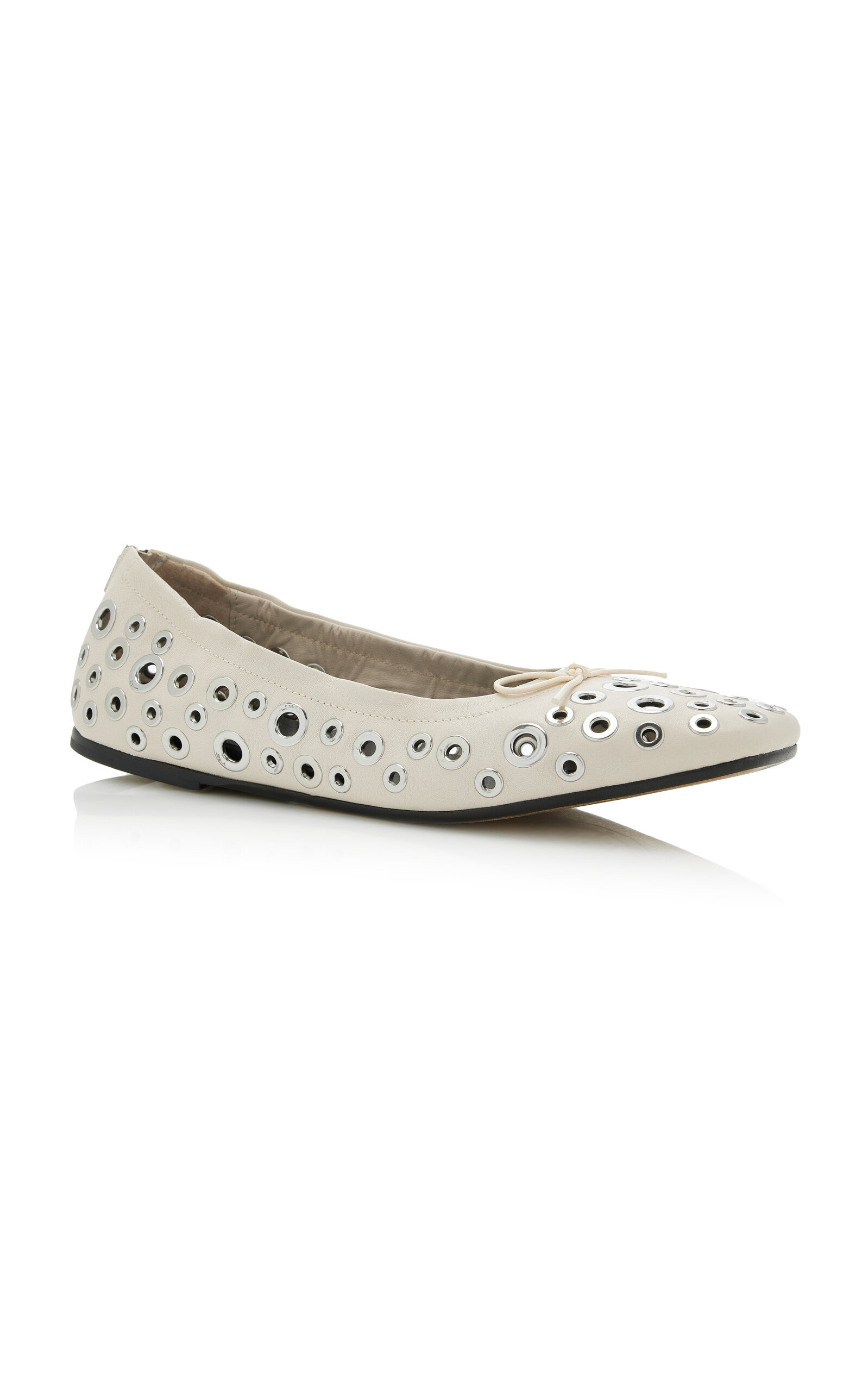 Amy Eyelet-Embellished Nappa Ballerina Flats neutral - 4