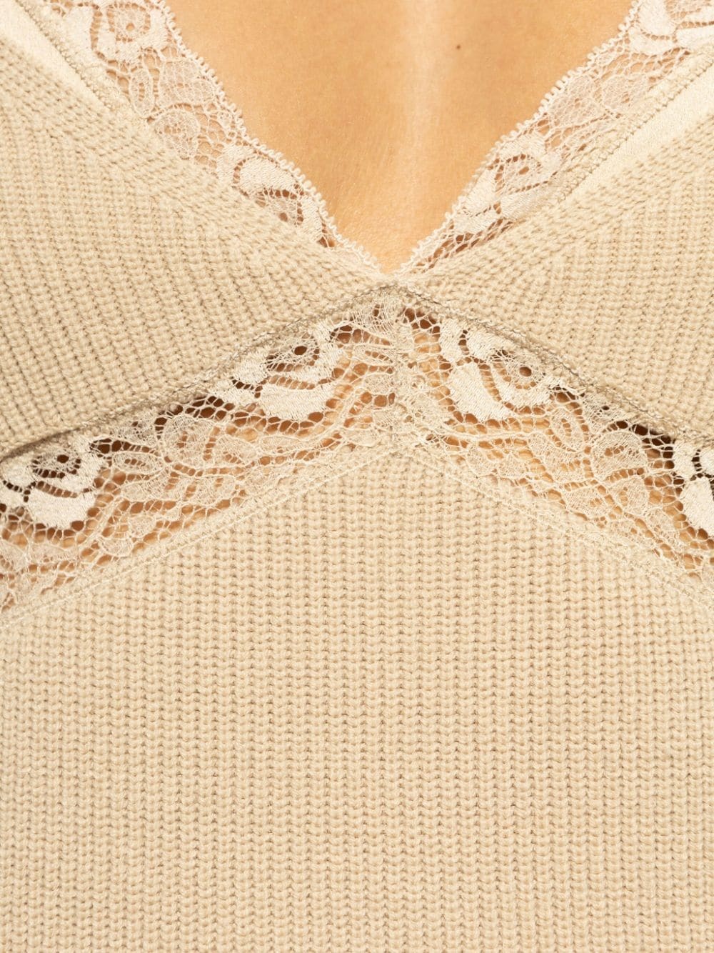 lace-detail knitted top - 5