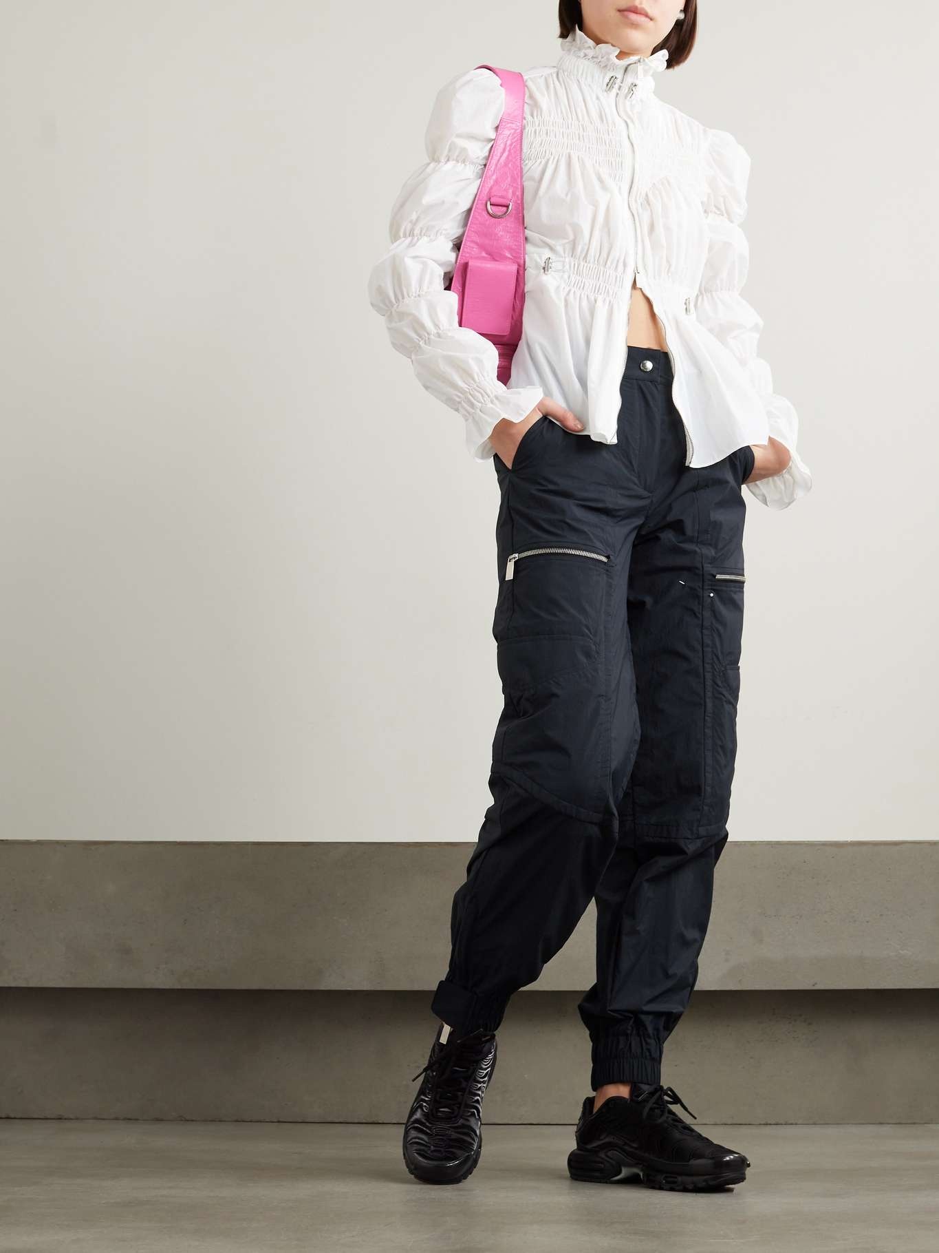Embroidered shell tapered pants - 2