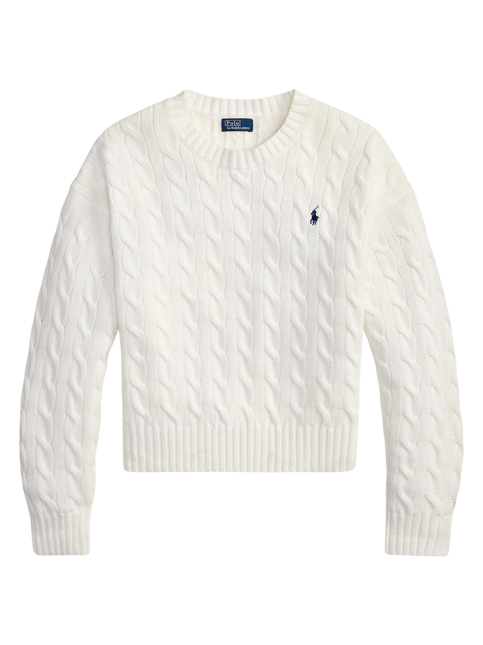 Women's Logo Cable-Knit Cotton Sweater - White - 1