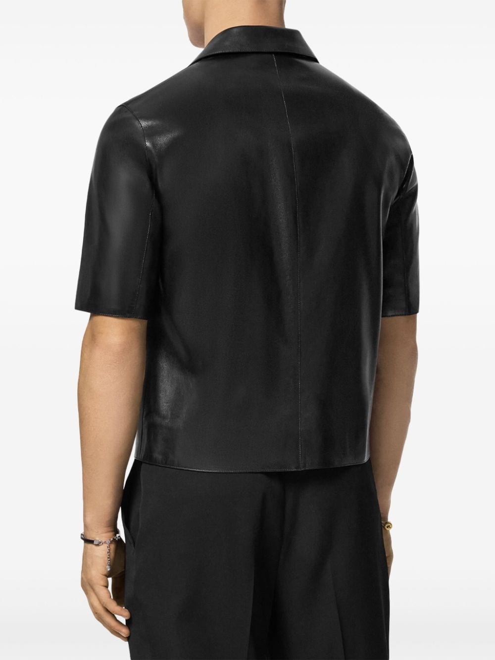 leather blouson overshirt - 3