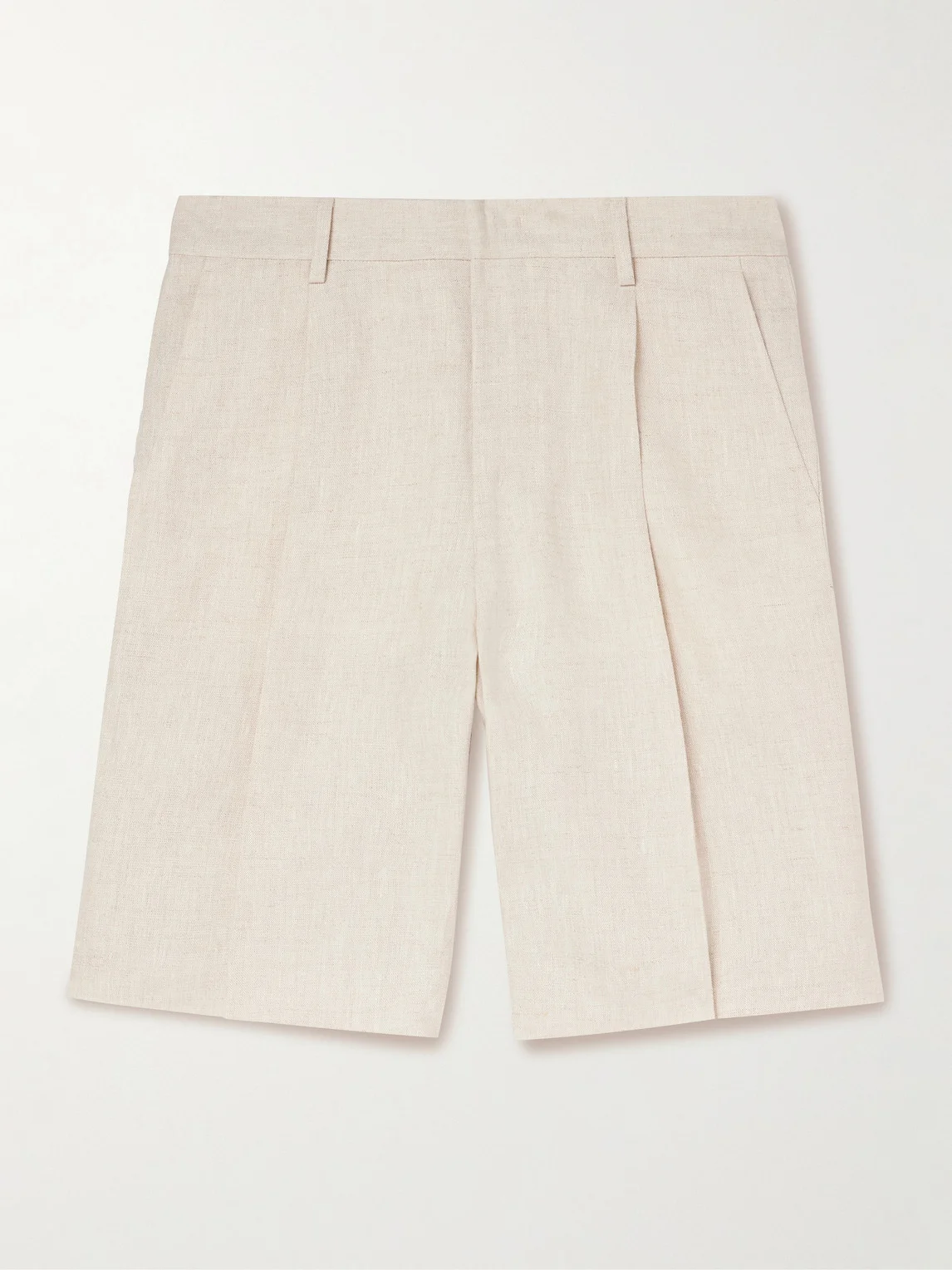 Kay 1454 Straight-Leg Pleated Linen Shorts - 1