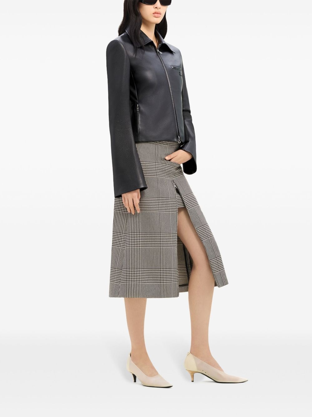 zip-fastening leather jacket - 3